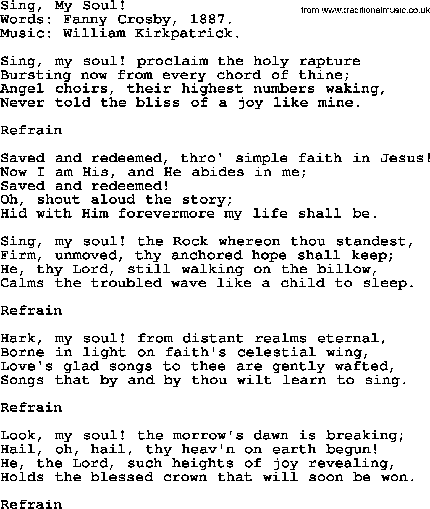Hymns about Angels, Hymn: Sing, My Soul!.txt lyrics with PDF