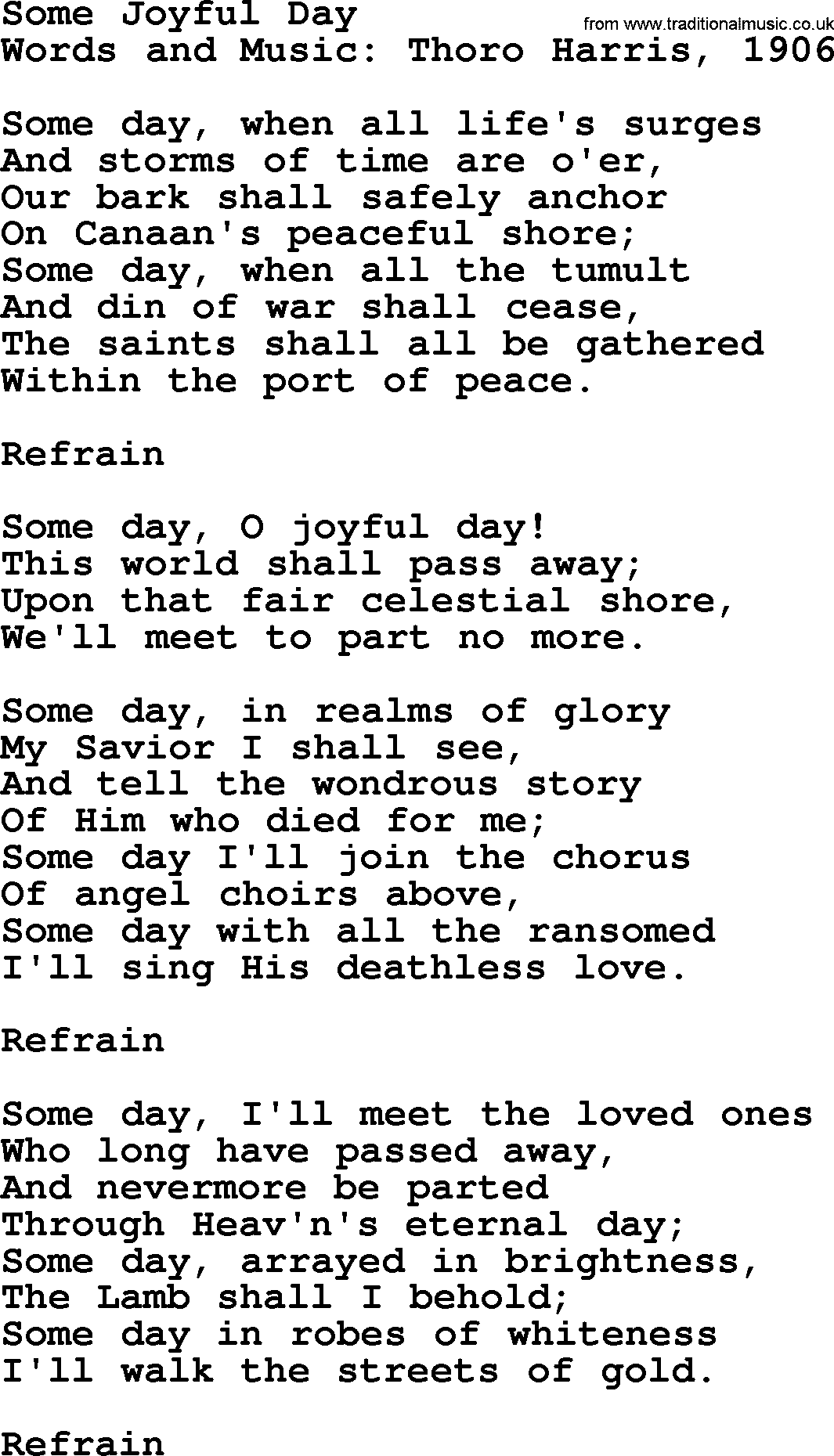 Hymns about Angels, Hymn: Some Joyful Day.txt lyrics with PDF