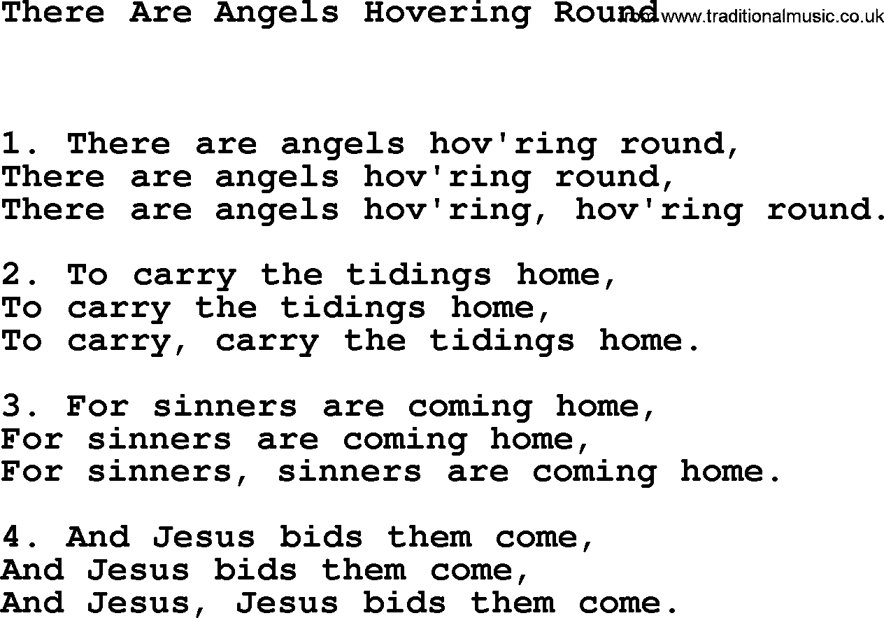 Hymns about Angels, Hymn: There Are Angels Hovering Round.txt lyrics with PDF