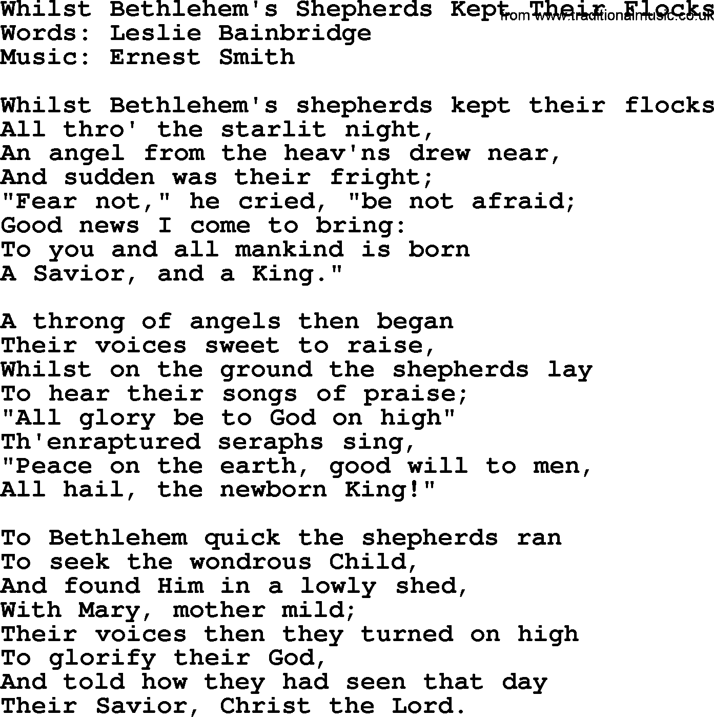 Hymns about Angels, Hymn: Whilst Bethlehem's Shepherds Kept Their Flocks.txt lyrics with PDF