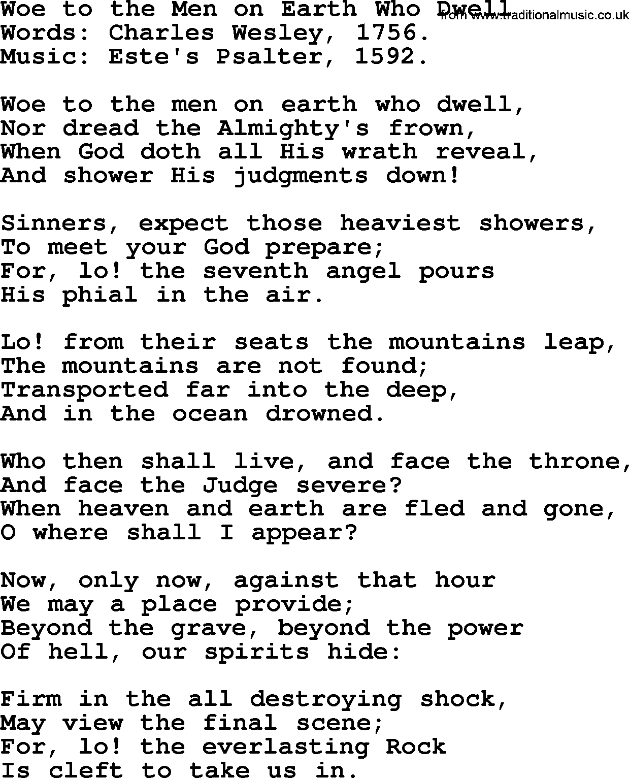 Hymns about Angels, Hymn: Woe To The Men On Earth Who Dwell.txt lyrics with PDF