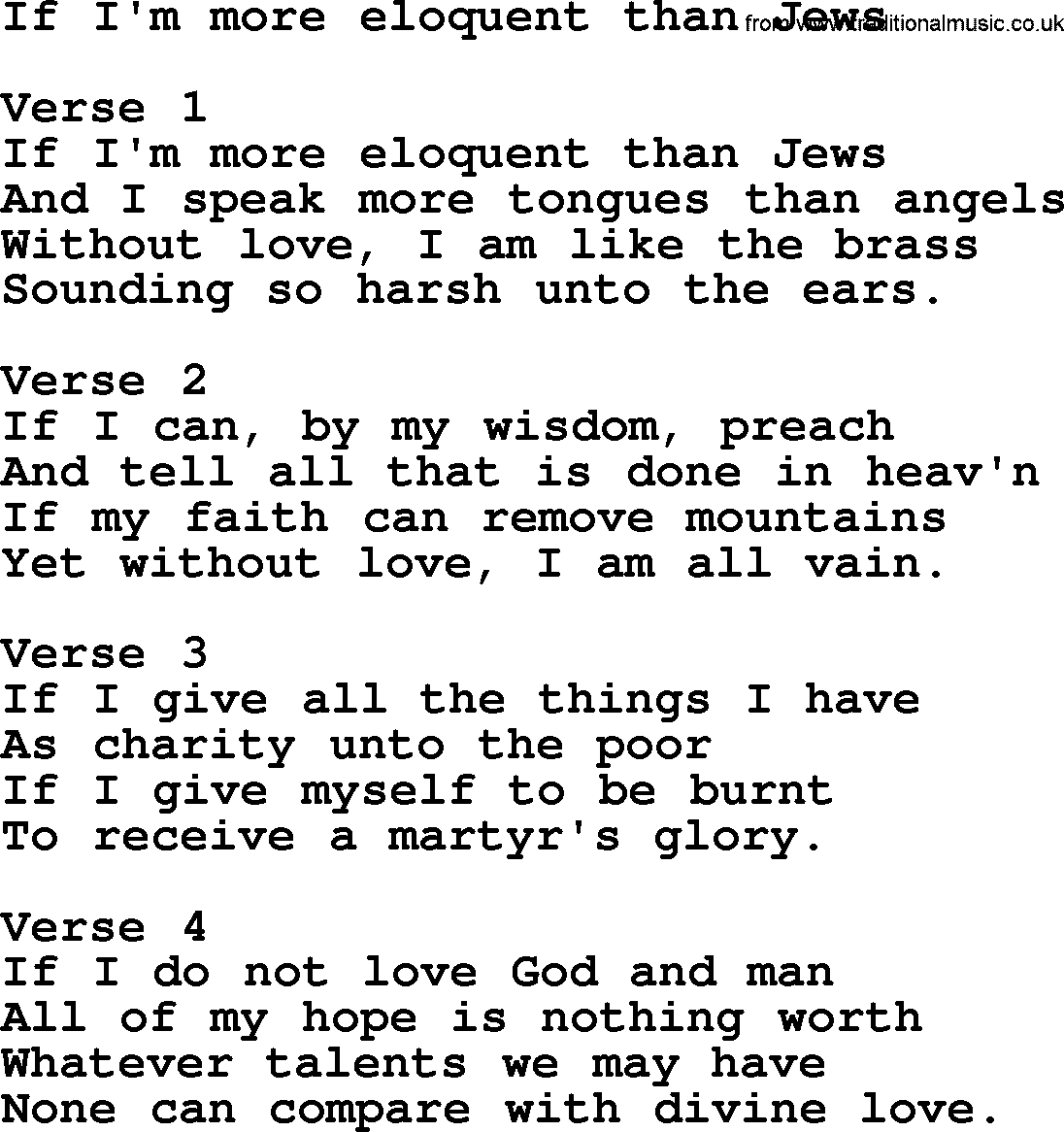Apostolic and Pentecostal Hymns and Gospel Songs, Hymn: If I'm More Eloquent Than Jews, Christian lyrics and PDF