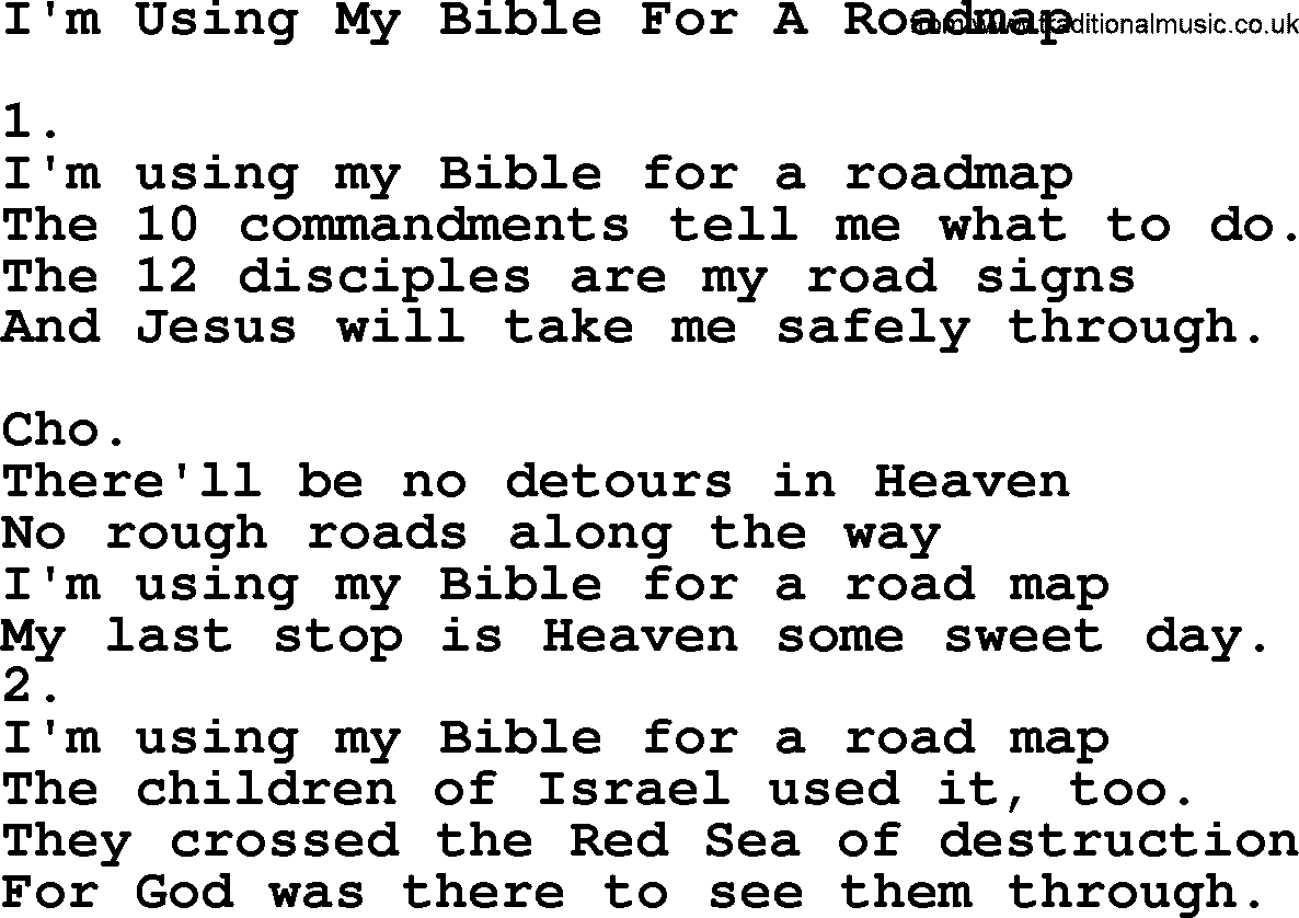 Apostolic & Pentecostal Hymns and Songs, Hymn: I'm Using My Bible For A Roadmap lyrics and PDF