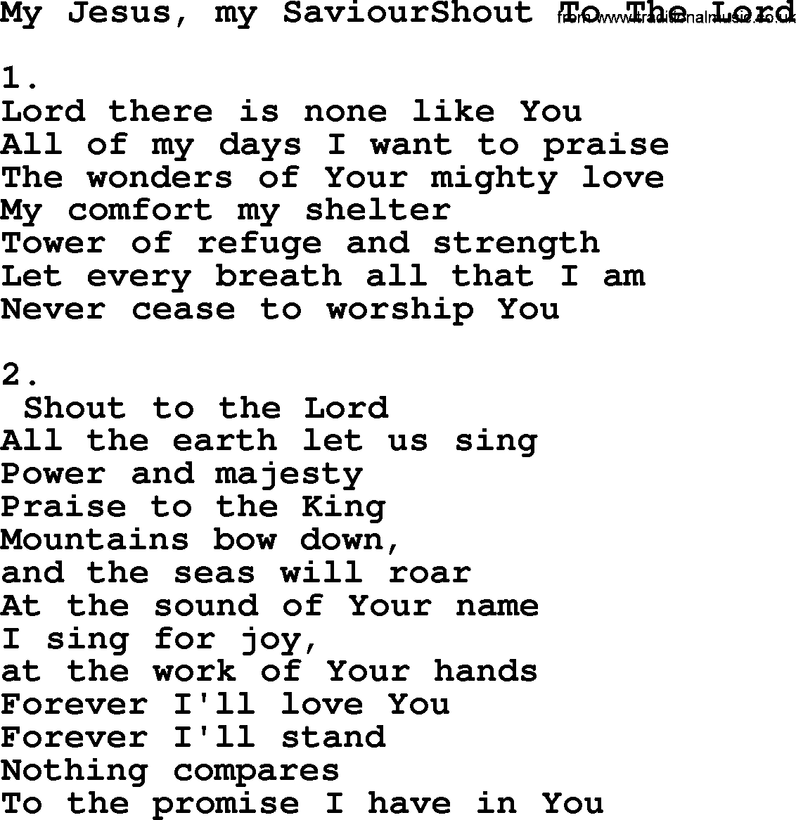 Apostolic & Pentecostal Hymns and Songs, Hymn: My Jesus, my SaviourShout To The Lord lyrics and PDF
