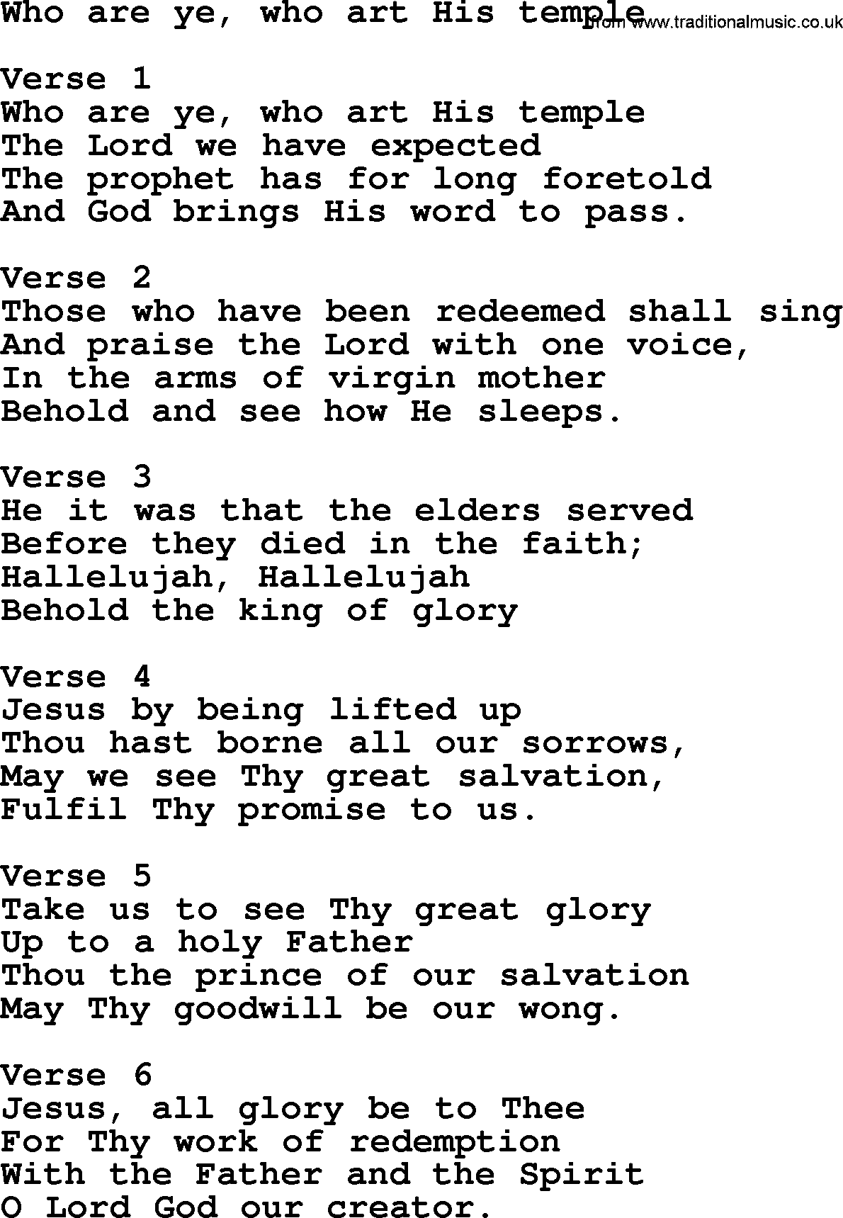 Apostolic and Pentecostal Hymns and Gospel Songs, Hymn: Who Are Ye, Who Art His Temple, Christian lyrics and PDF