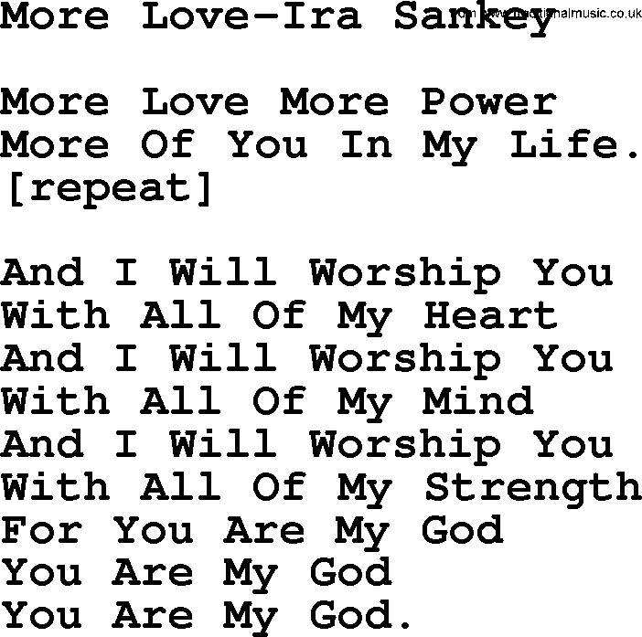 Ira Sankey hymn: More Love-Ira Sankey, lyrics
