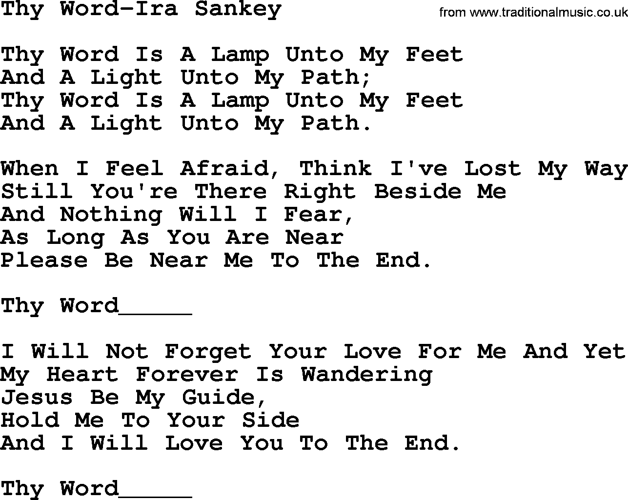 Ira Sankey hymn: Thy Word-Ira Sankey, lyrics