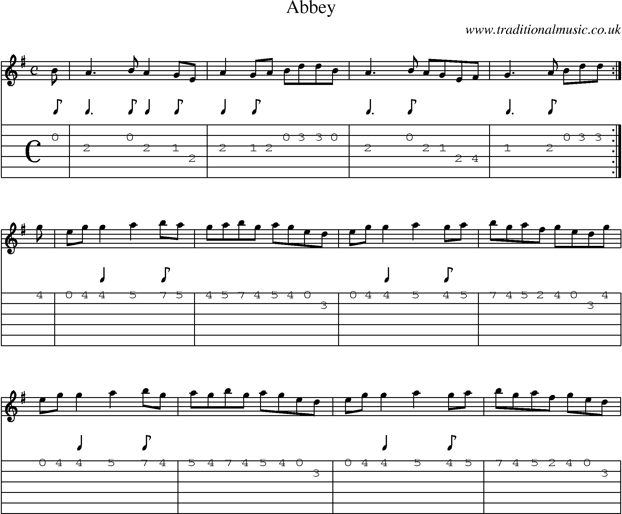 Music Score and Guitar Tabs for Abbey