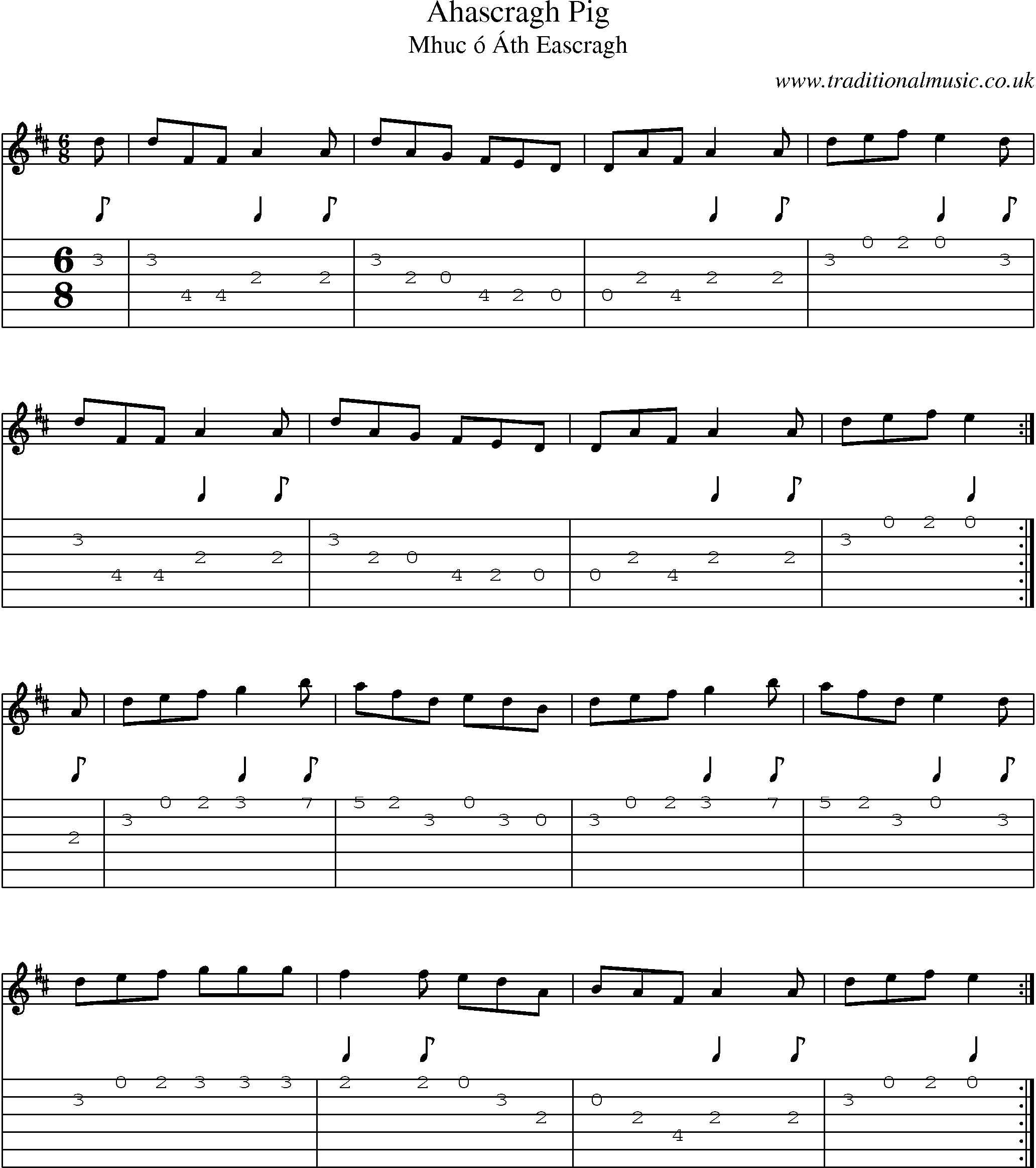 Music Score and Guitar Tabs for Ahascragig