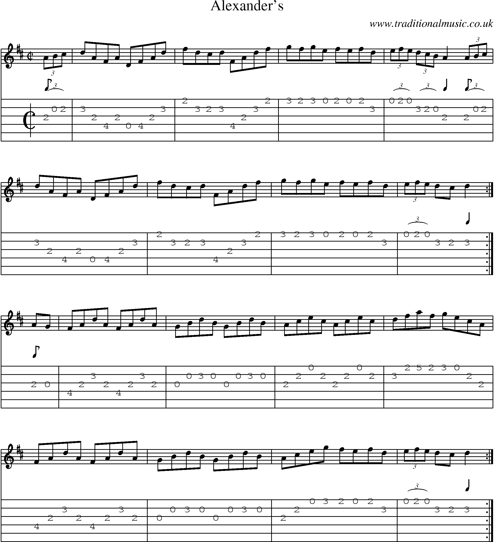 Music Score and Guitar Tabs for Alexanders
