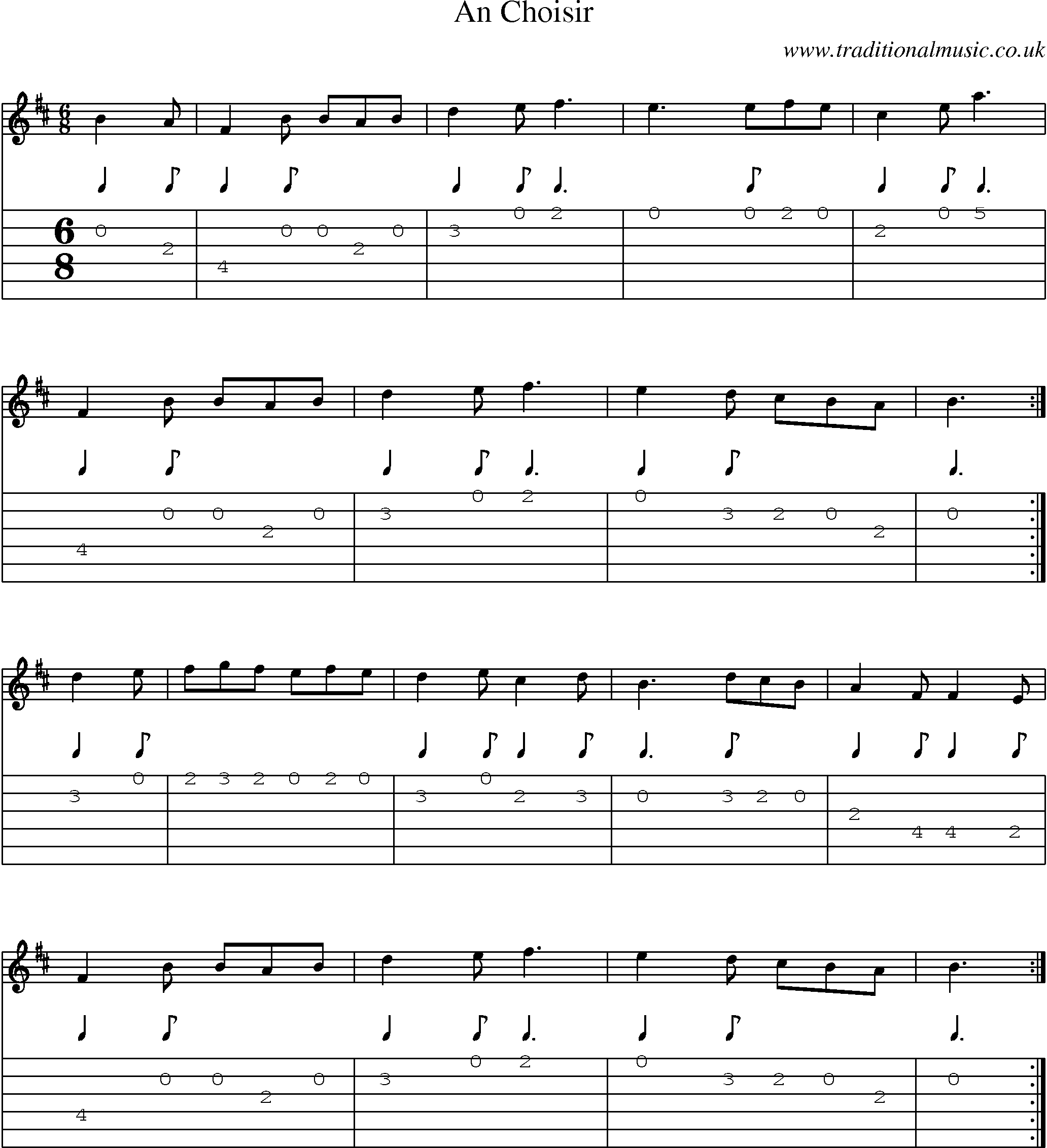 Music Score and Guitar Tabs for An Choisir