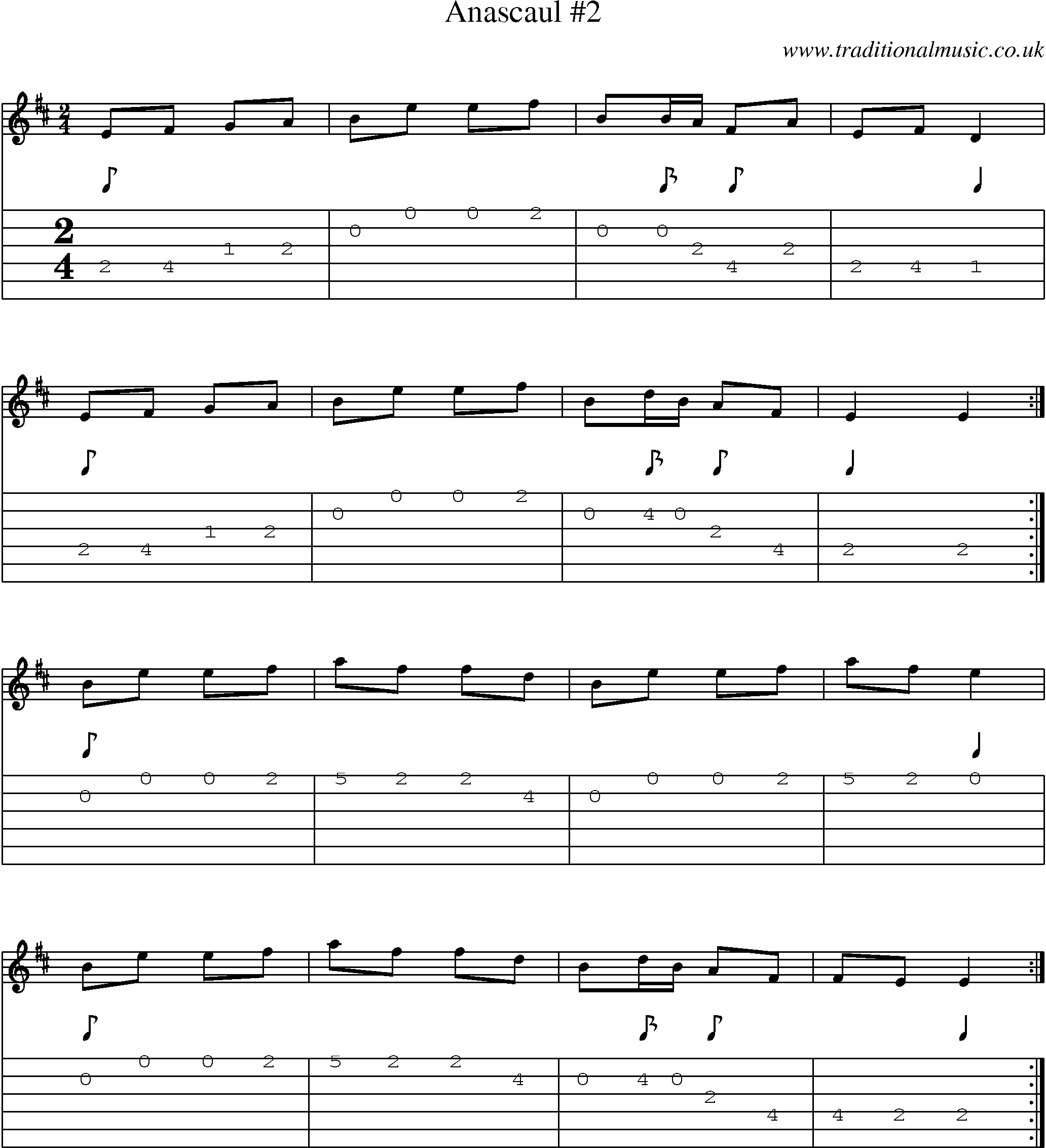 Music Score and Guitar Tabs for Anascaul 2
