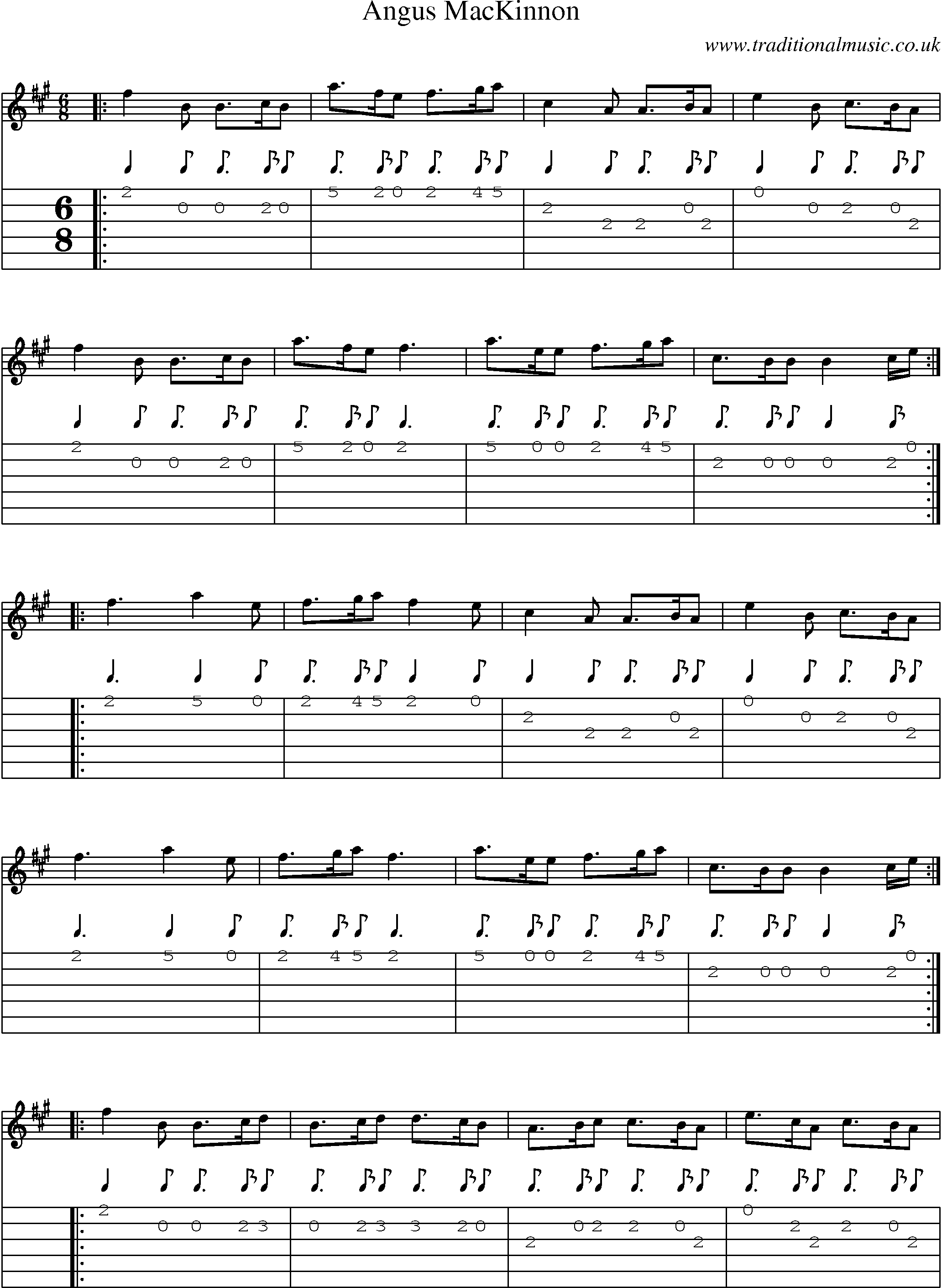 Music Score and Guitar Tabs for Angus Mackinnon