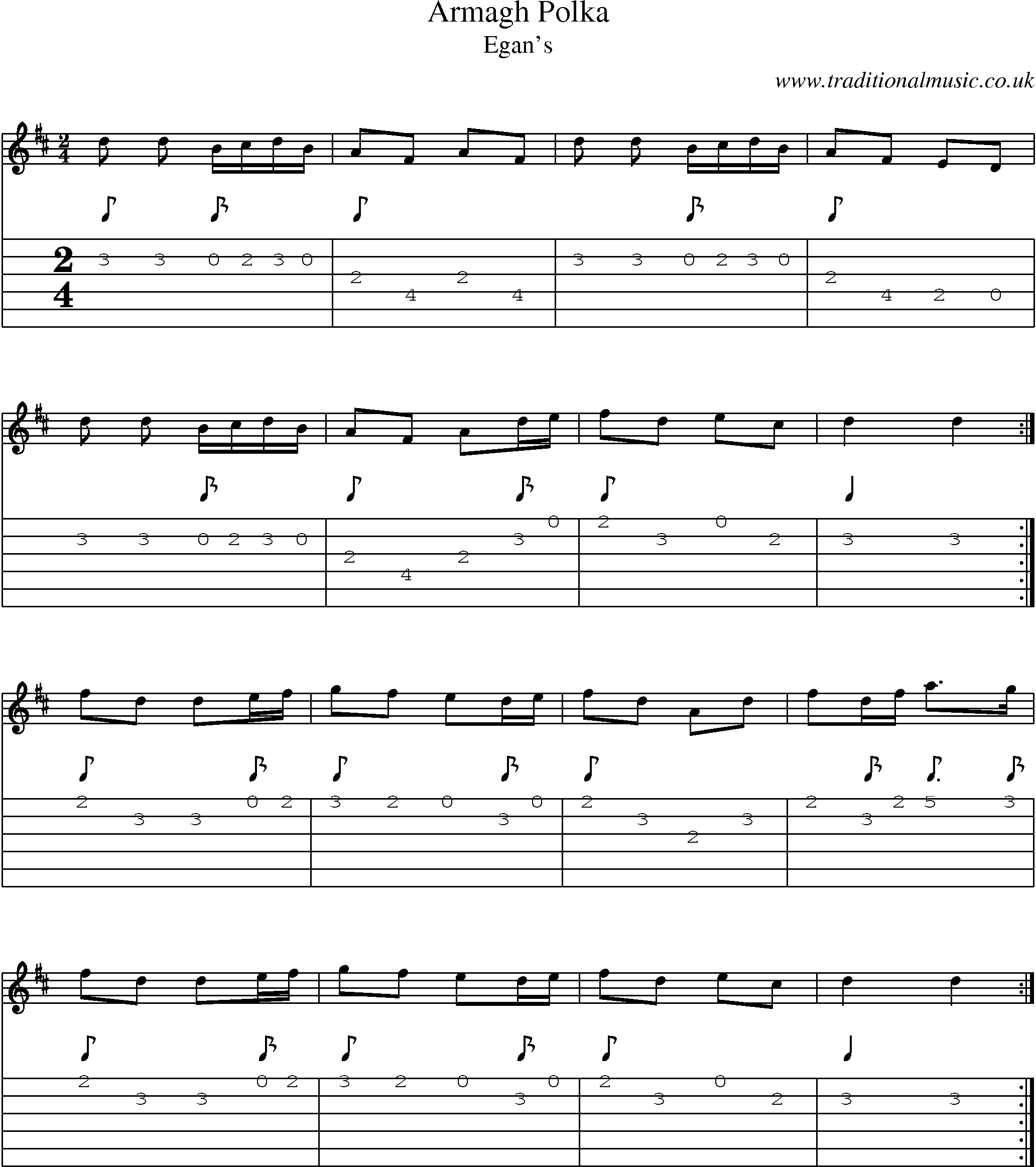 Music Score and Guitar Tabs for Armagolka