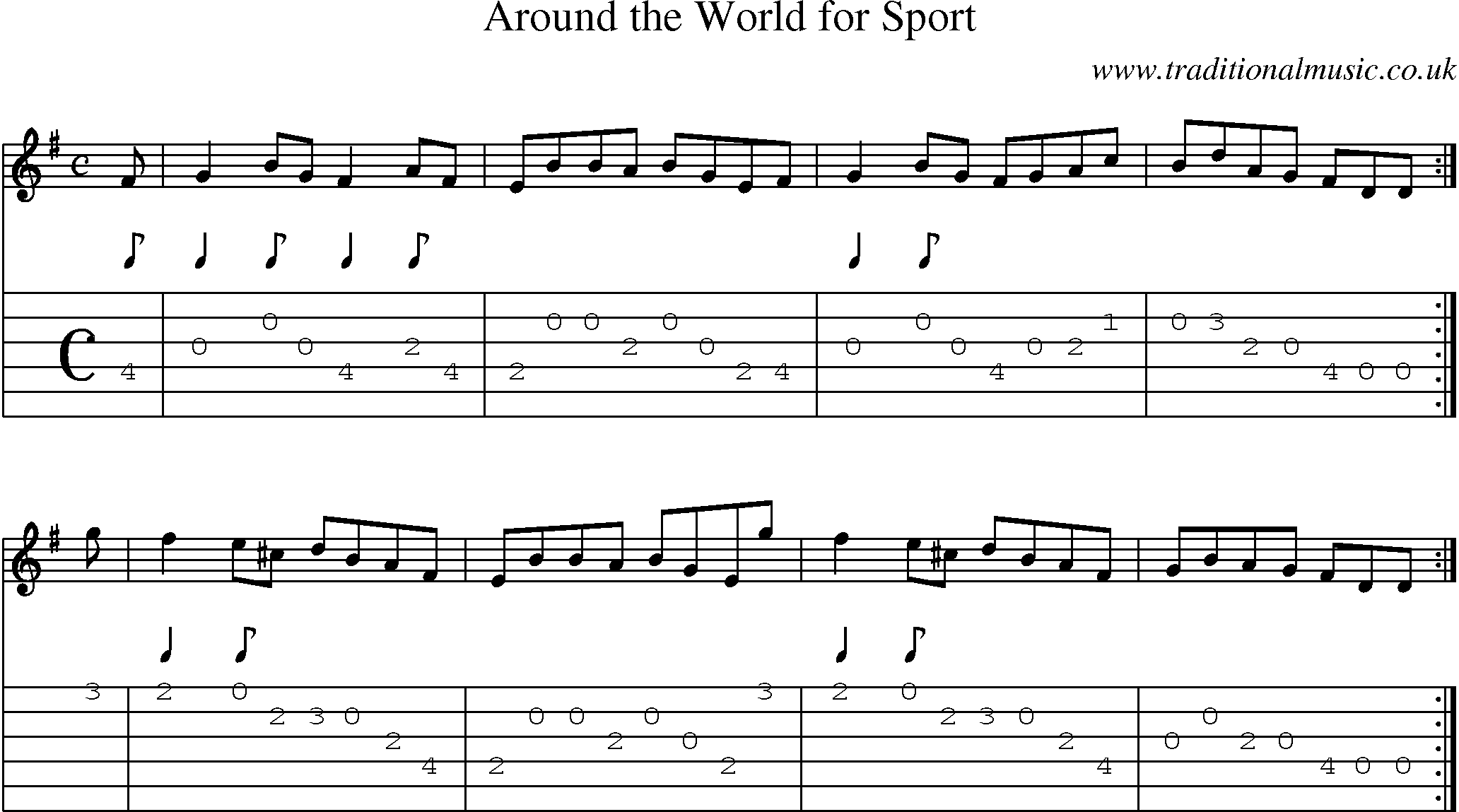 Music Score and Guitar Tabs for Around World For Sport