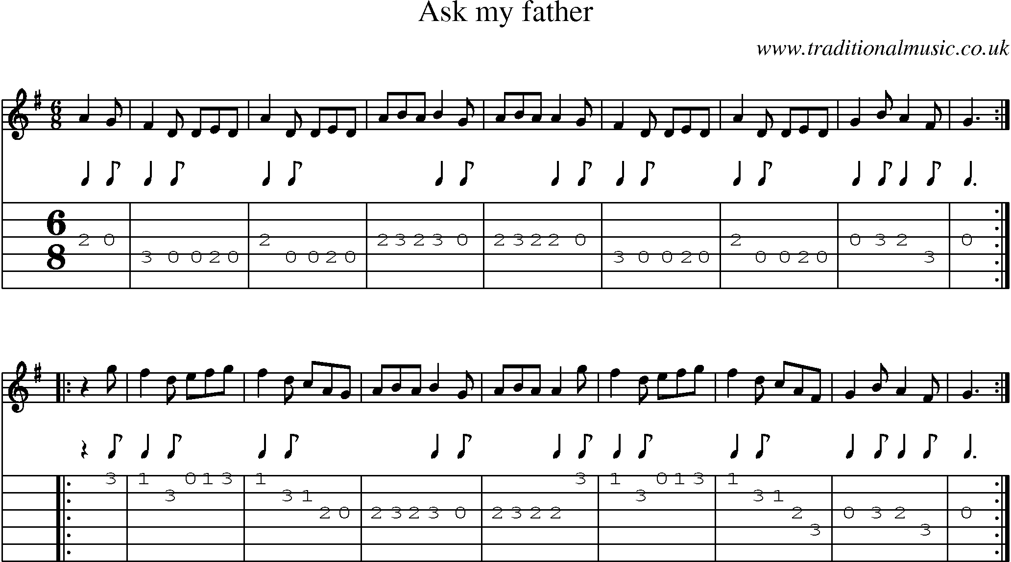 Music Score and Guitar Tabs for Ask My Father