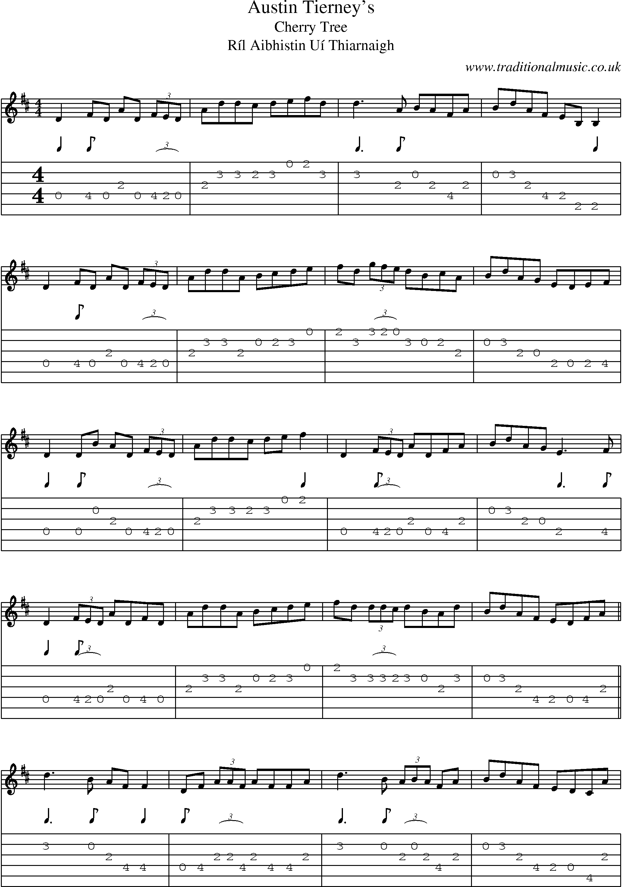 Music Score and Guitar Tabs for Austin Tierneys