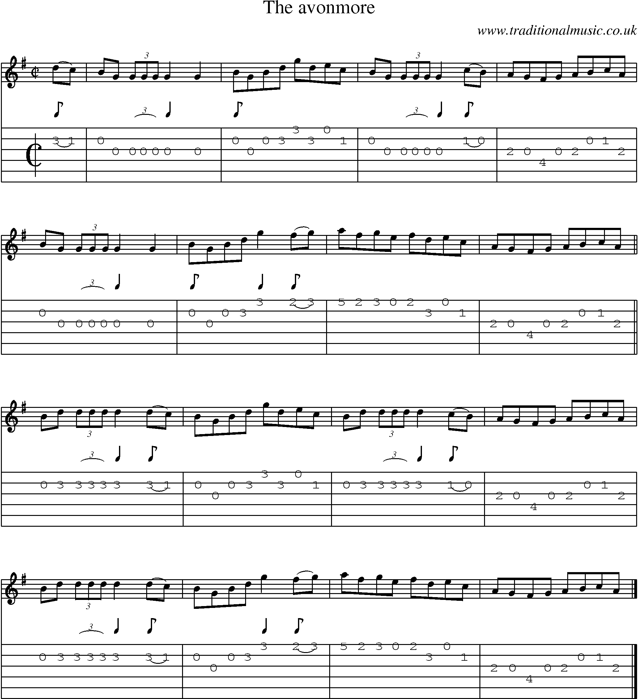 Music Score and Guitar Tabs for Avonmore