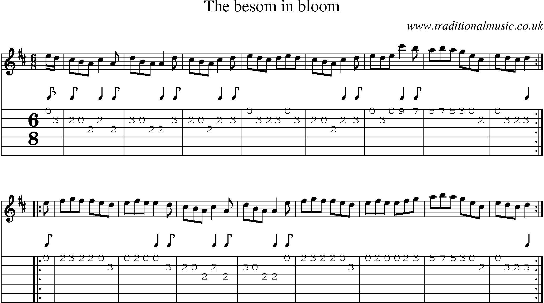 Music Score and Guitar Tabs for Besom In Bloom