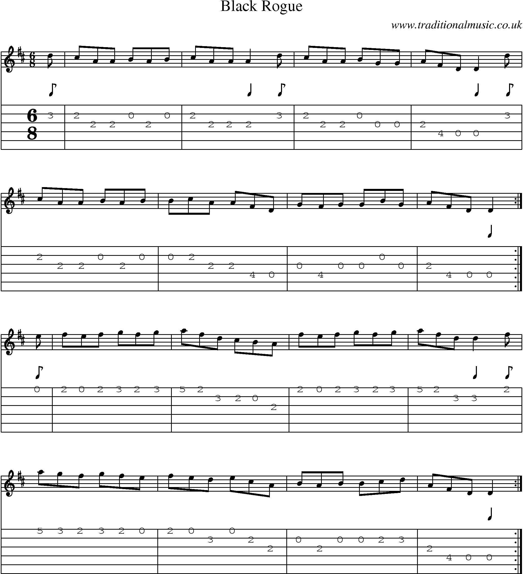 Music Score and Guitar Tabs for Black Rogue