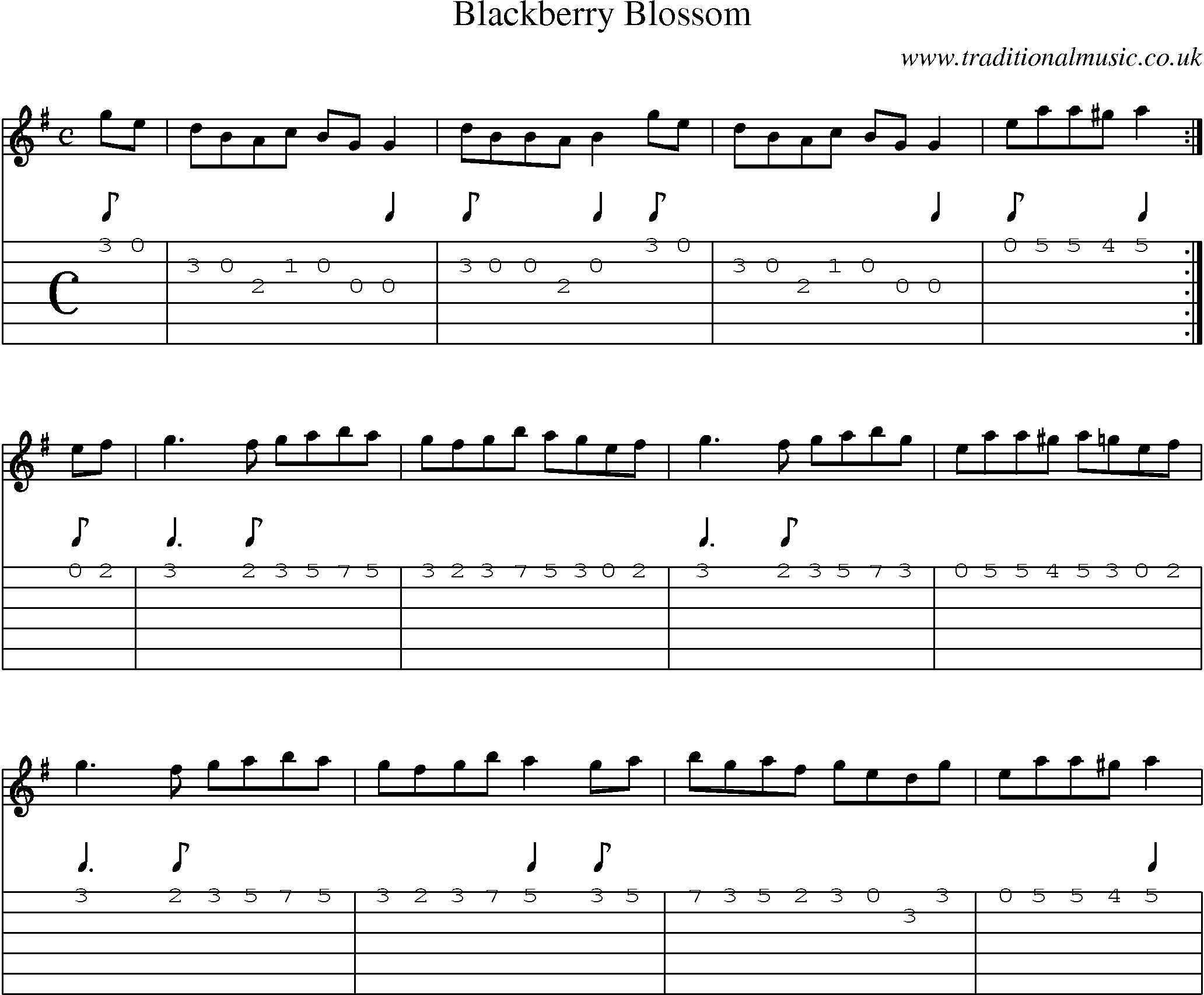 Music Score and Guitar Tabs for Blackberry Blossom