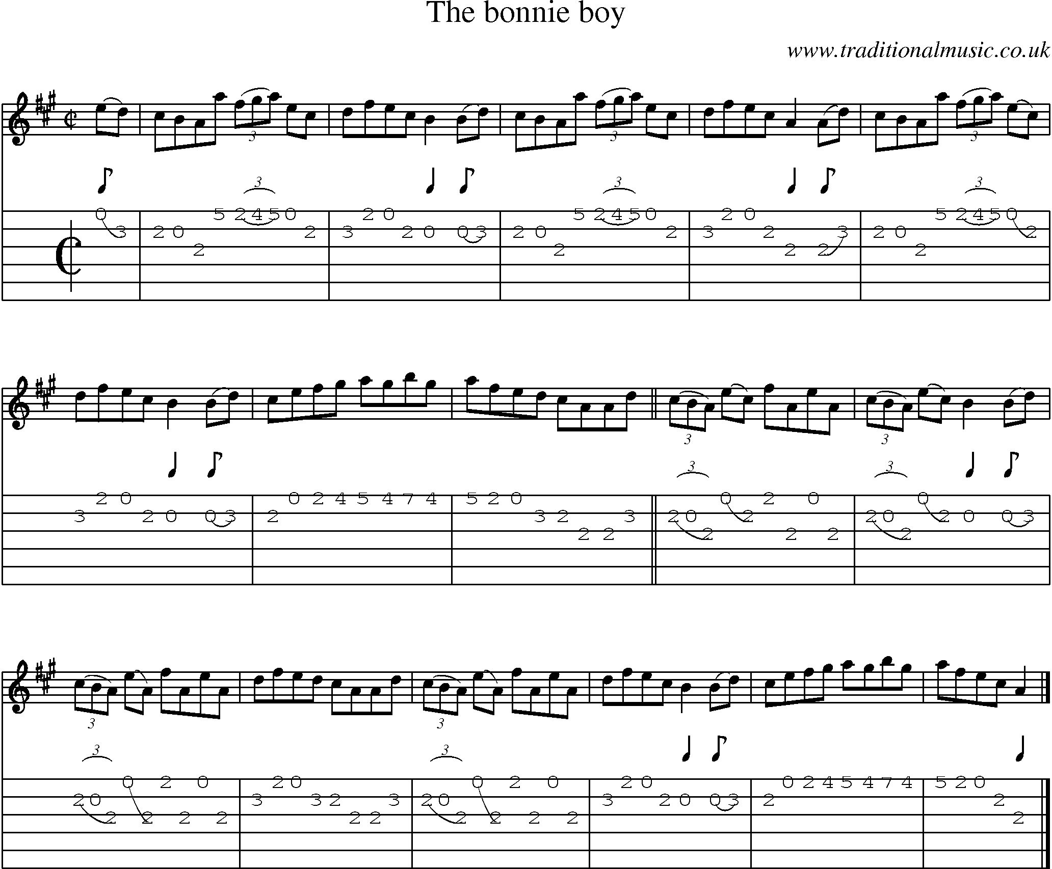 Music Score and Guitar Tabs for Bonnie Boy