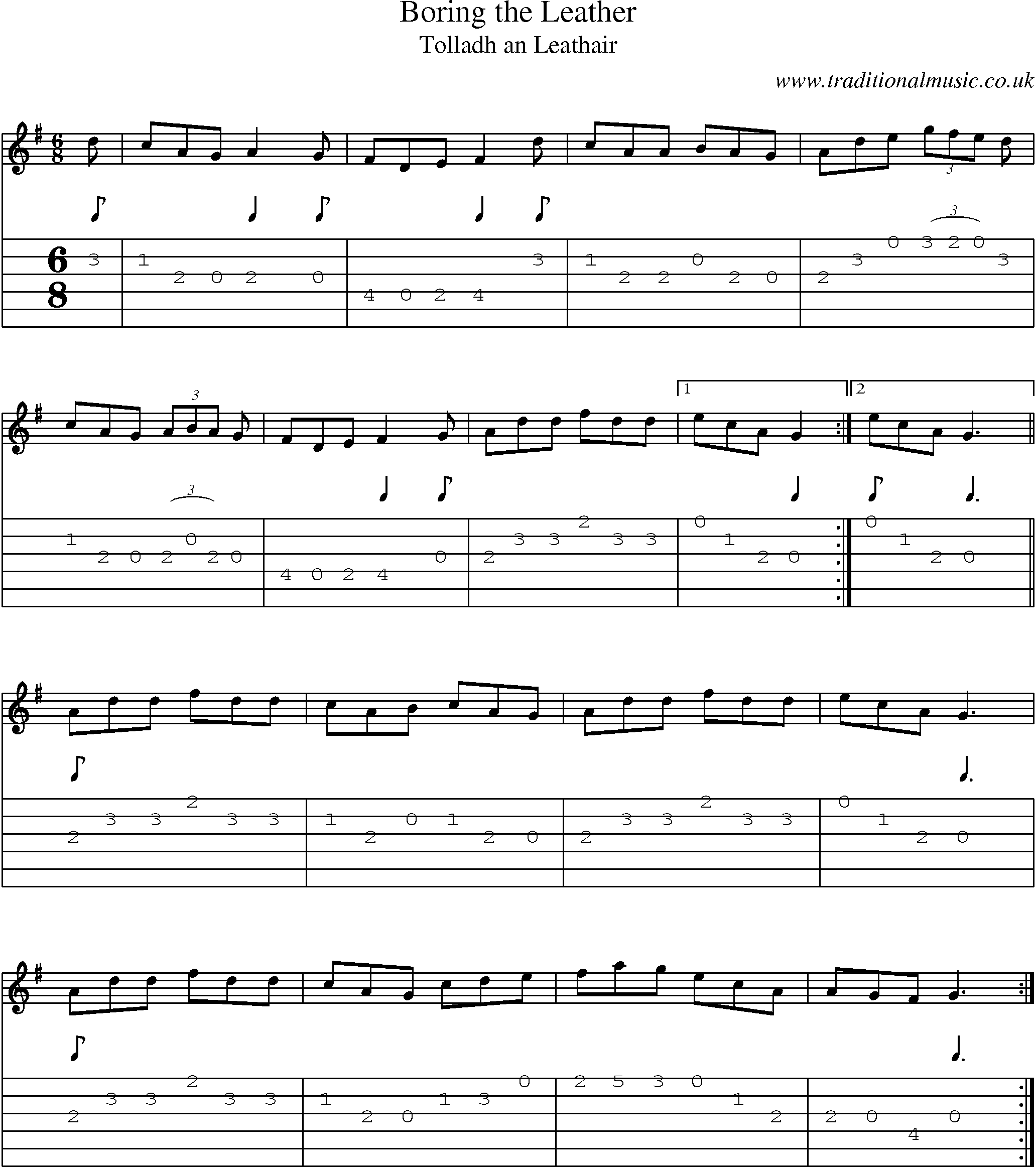 Music Score and Guitar Tabs for Boring Leather