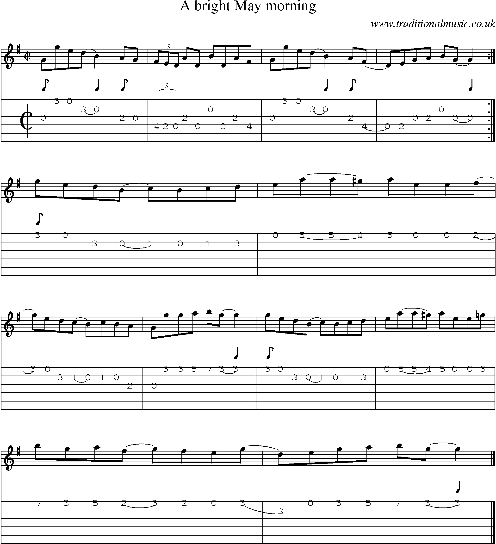 Music Score and Guitar Tabs for Bright May Morning