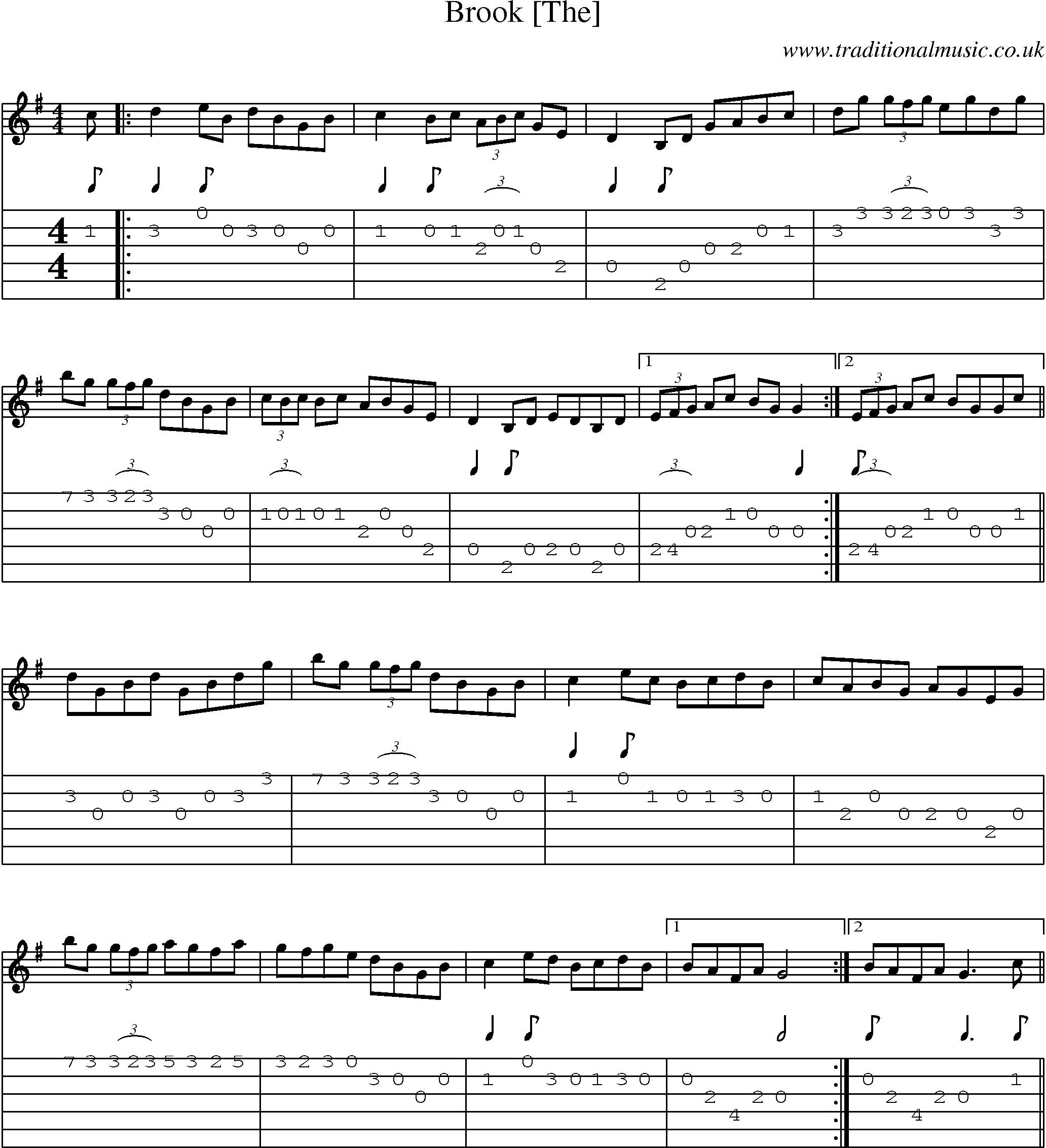 Music Score and Guitar Tabs for Brook