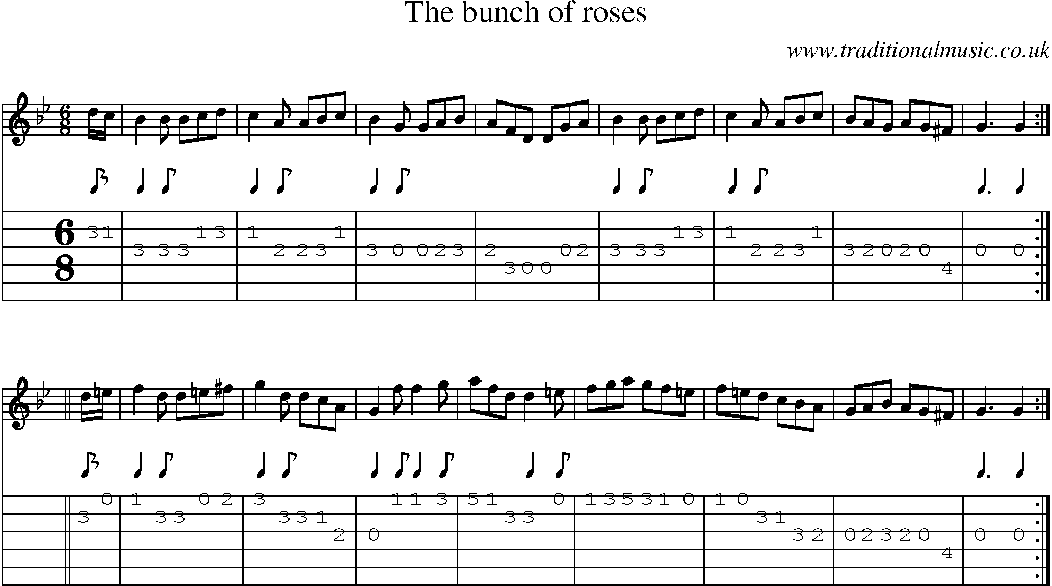 Music Score and Guitar Tabs for Bunch Of Roses