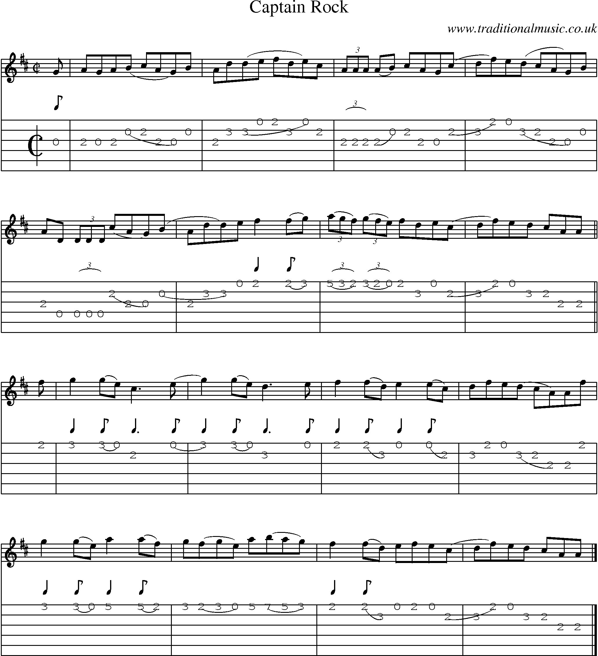 Music Score and Guitar Tabs for Captain Rock
