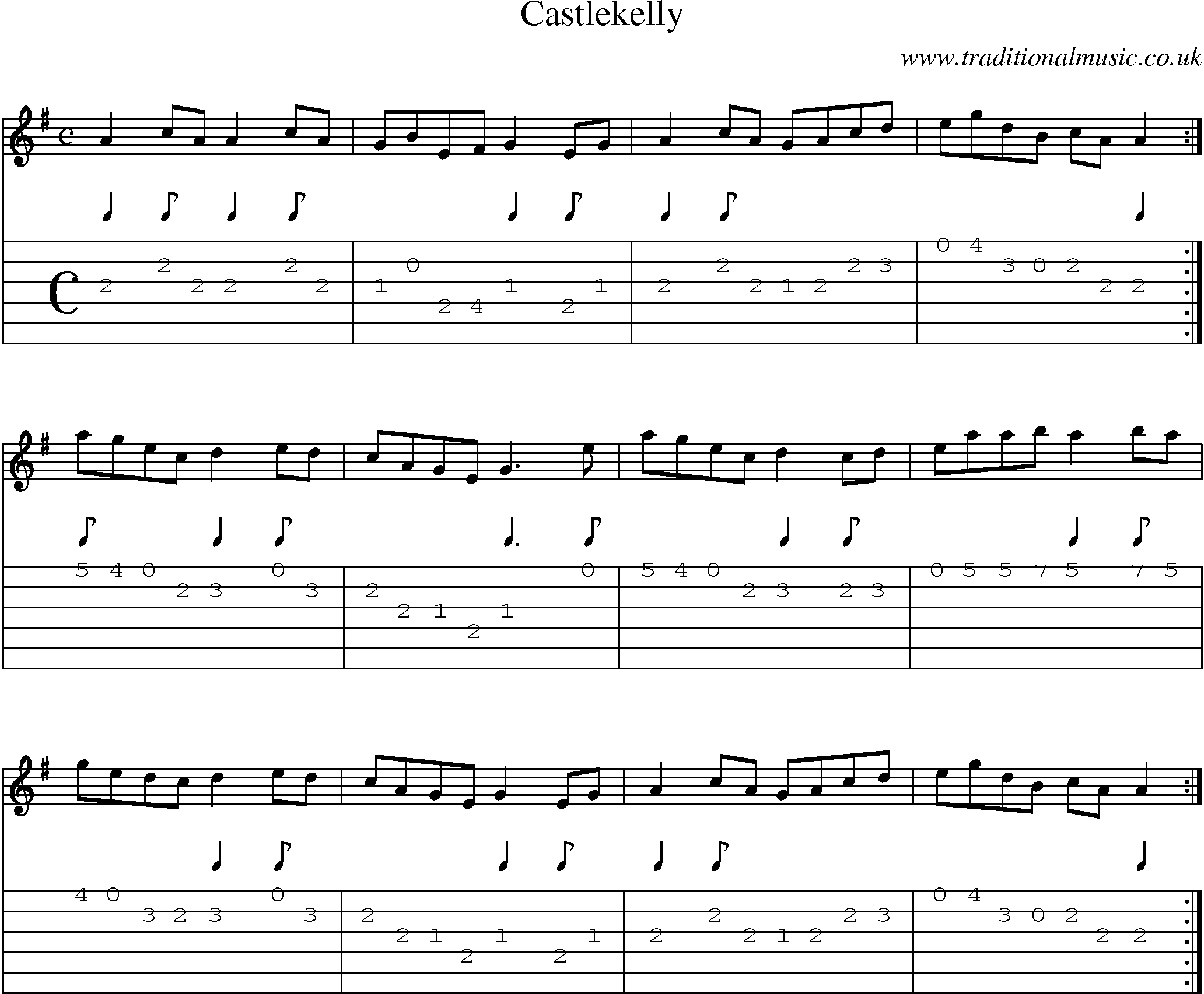 Music Score and Guitar Tabs for Castlekelly