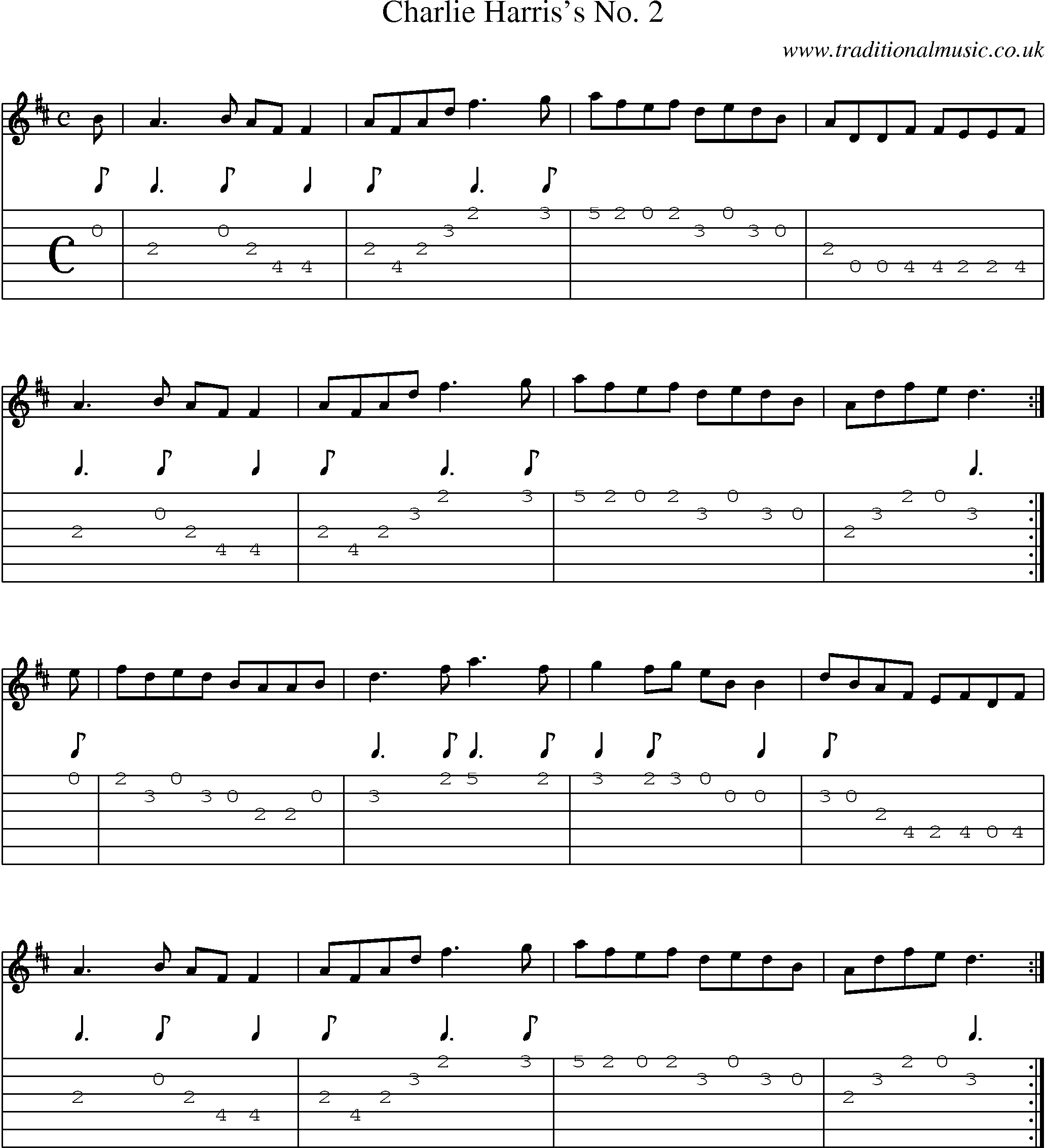 Music Score and Guitar Tabs for Charlie Harriss No 2