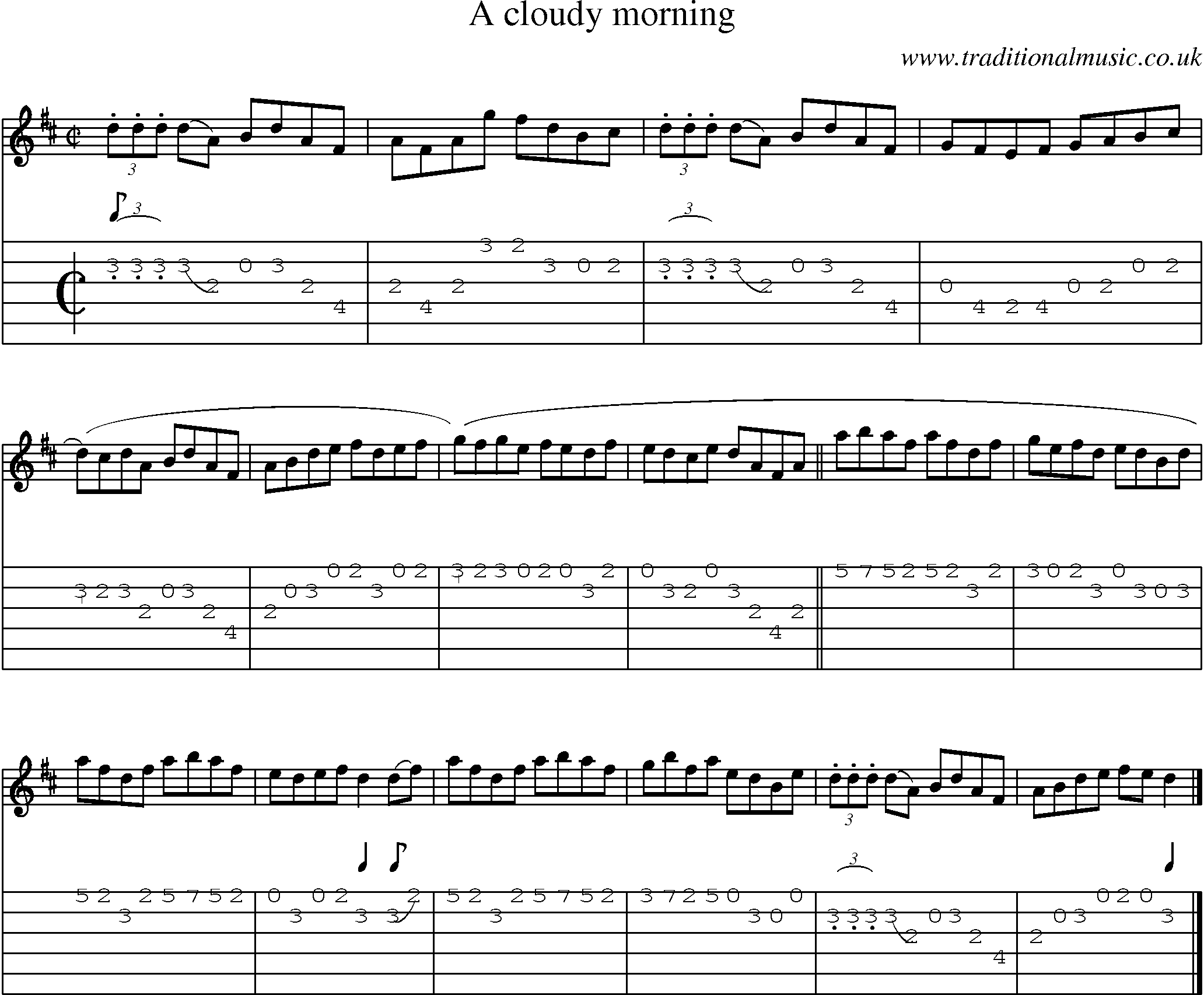 Music Score and Guitar Tabs for Cloudy Morning