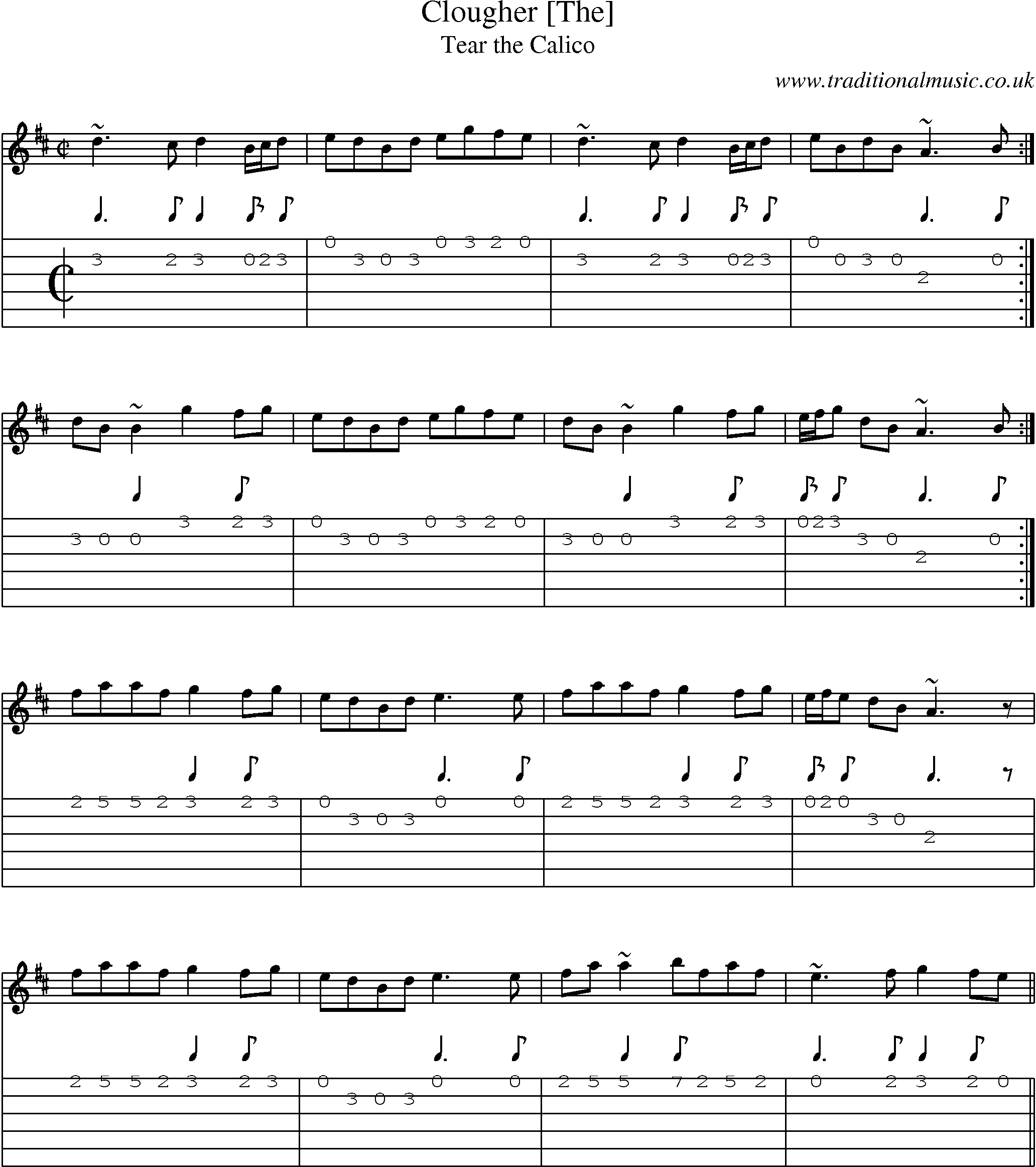 Music Score and Guitar Tabs for Clougher