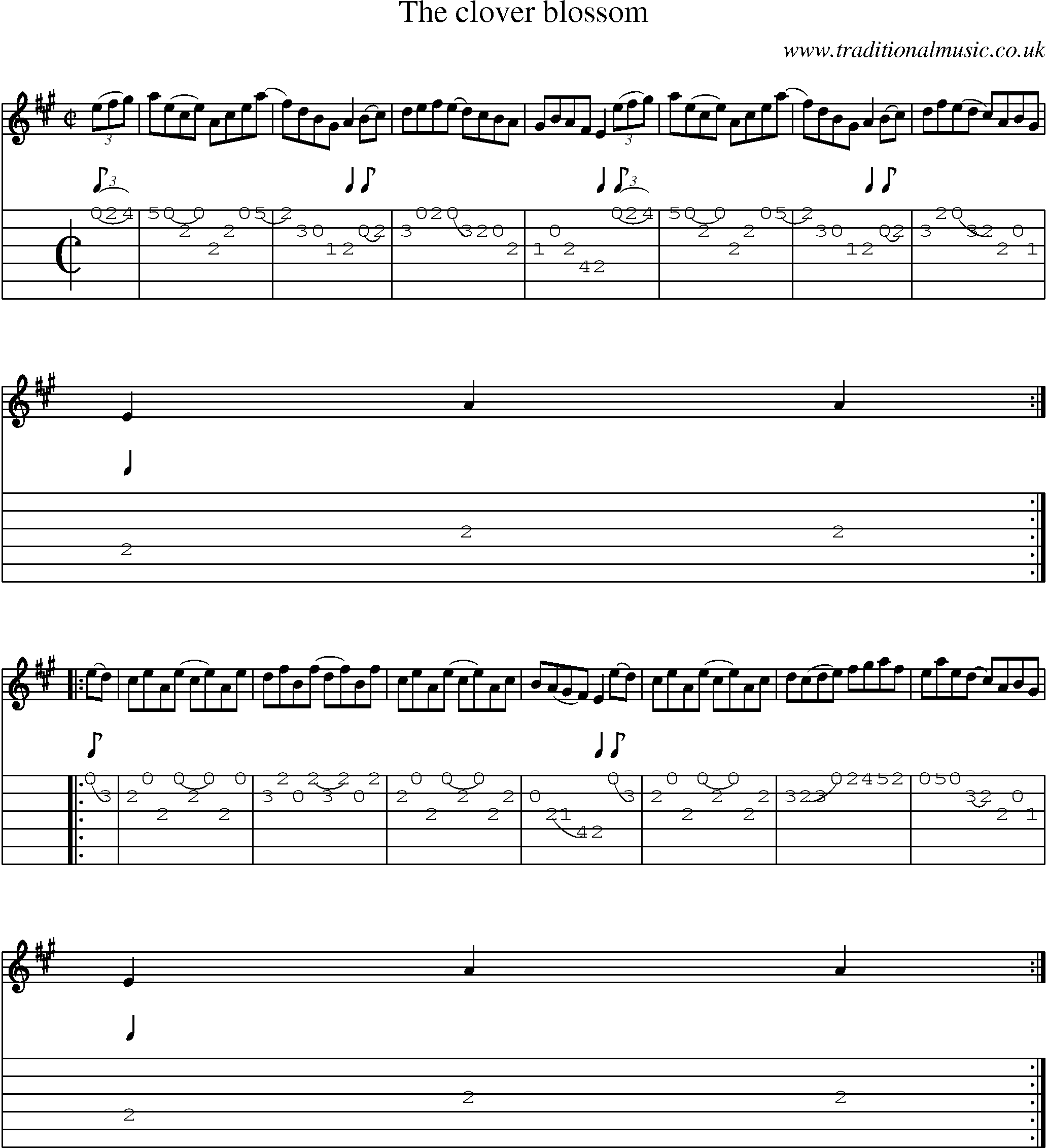 Music Score and Guitar Tabs for Clover Blossom