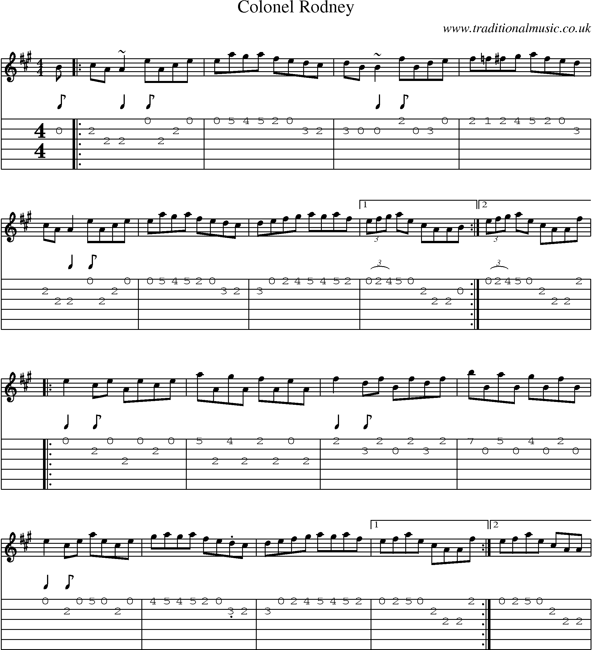 Music Score and Guitar Tabs for Colonel Rodney