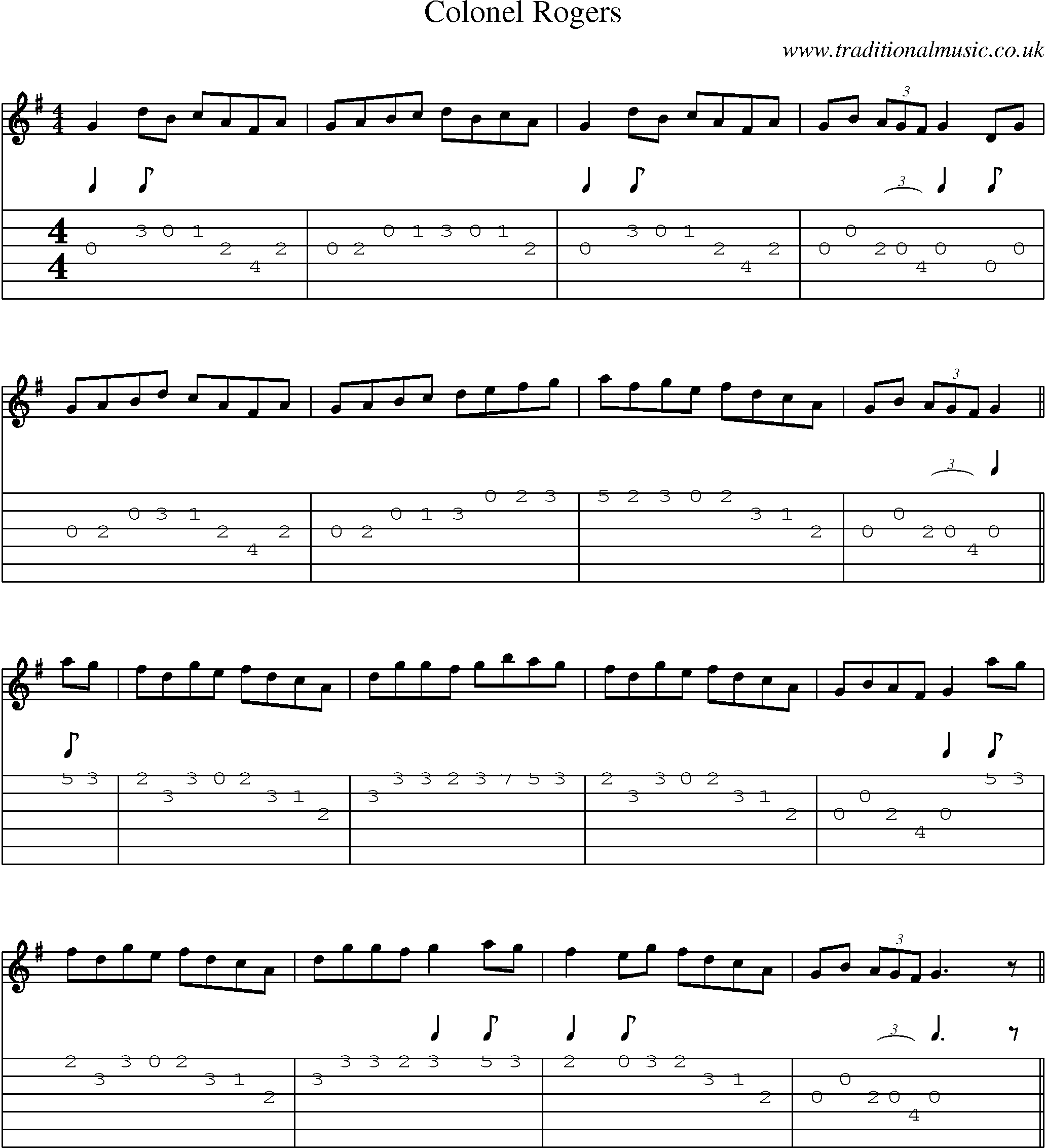Music Score and Guitar Tabs for Colonel Rogers