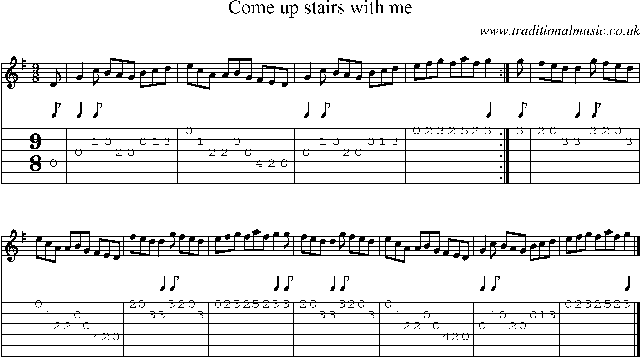 Music Score and Guitar Tabs for Come Up Stairs With Me