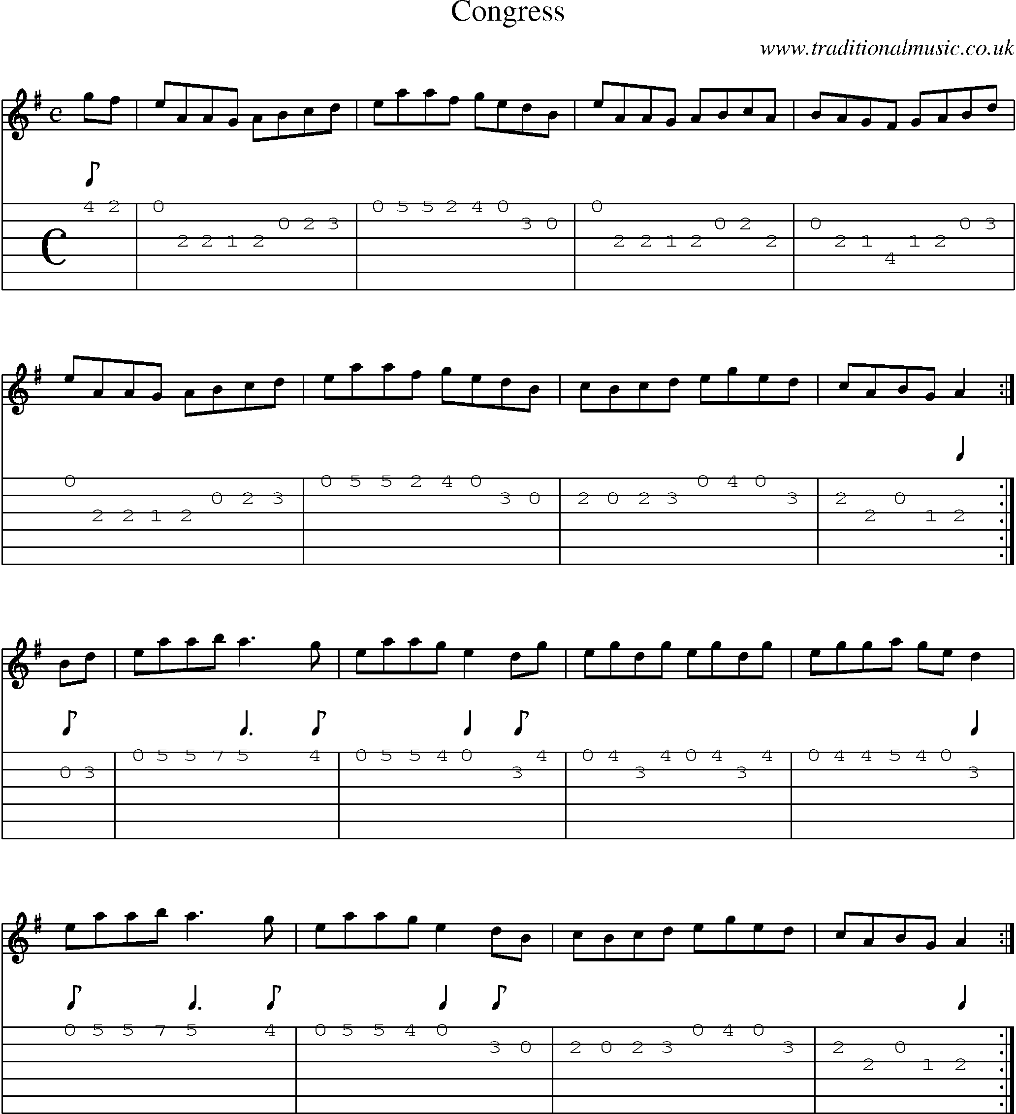 Music Score and Guitar Tabs for Congress