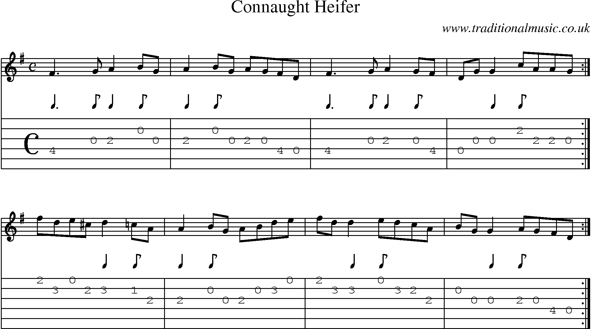 Music Score and Guitar Tabs for Connaught Heifer