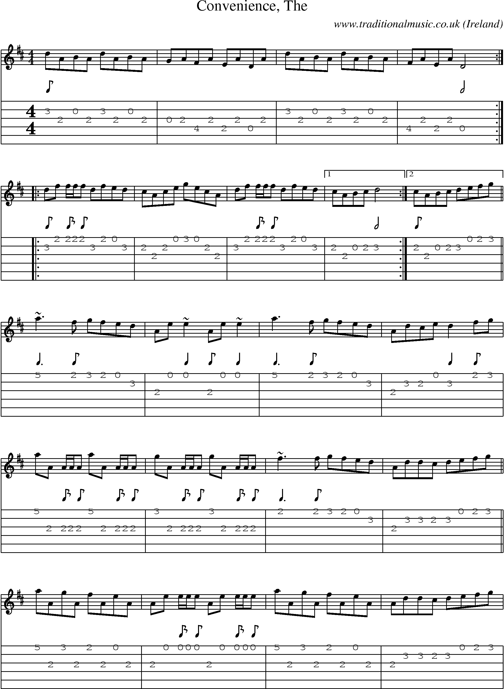 Music Score and Guitar Tabs for Convenience