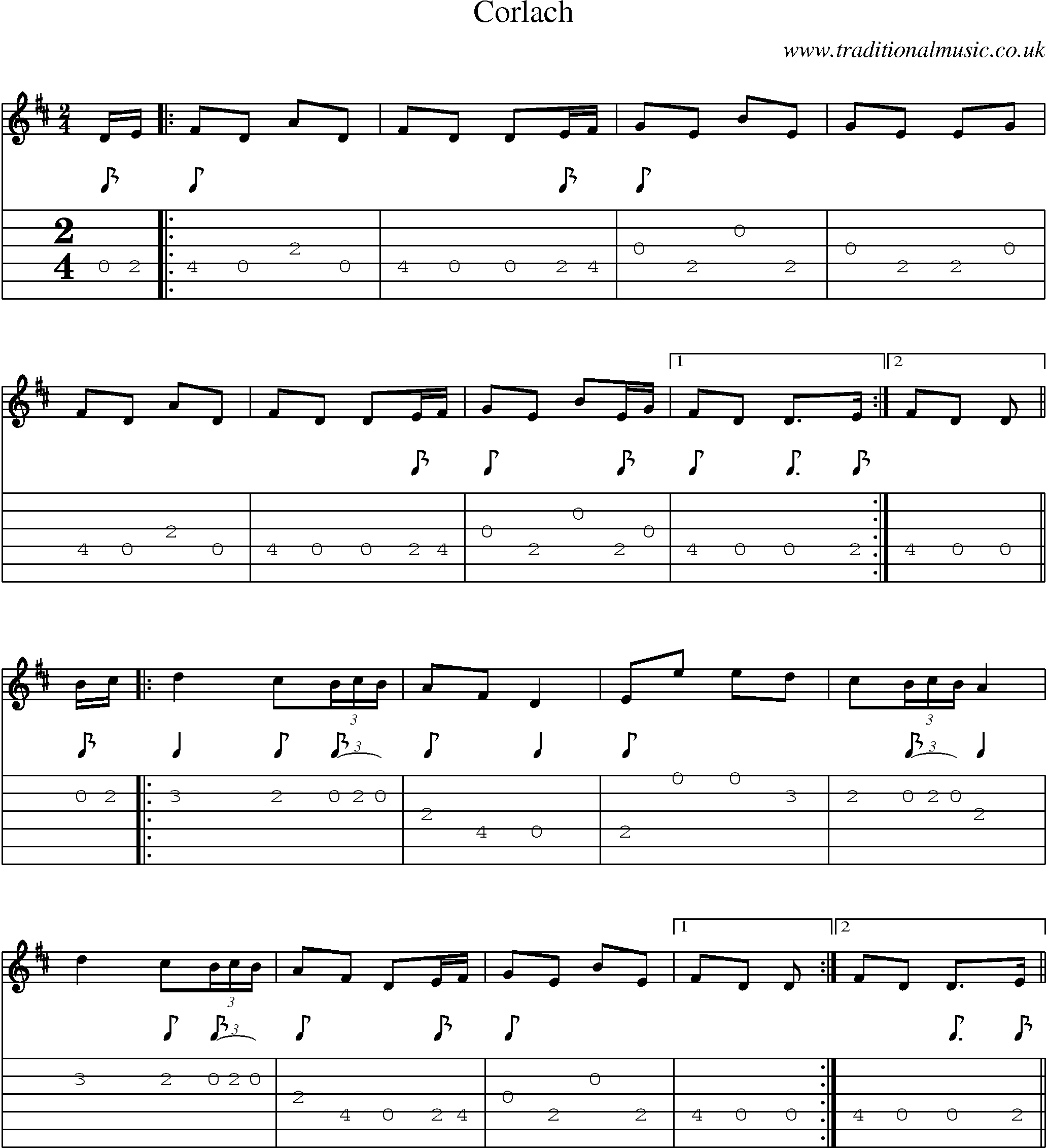 Music Score and Guitar Tabs for Corlach