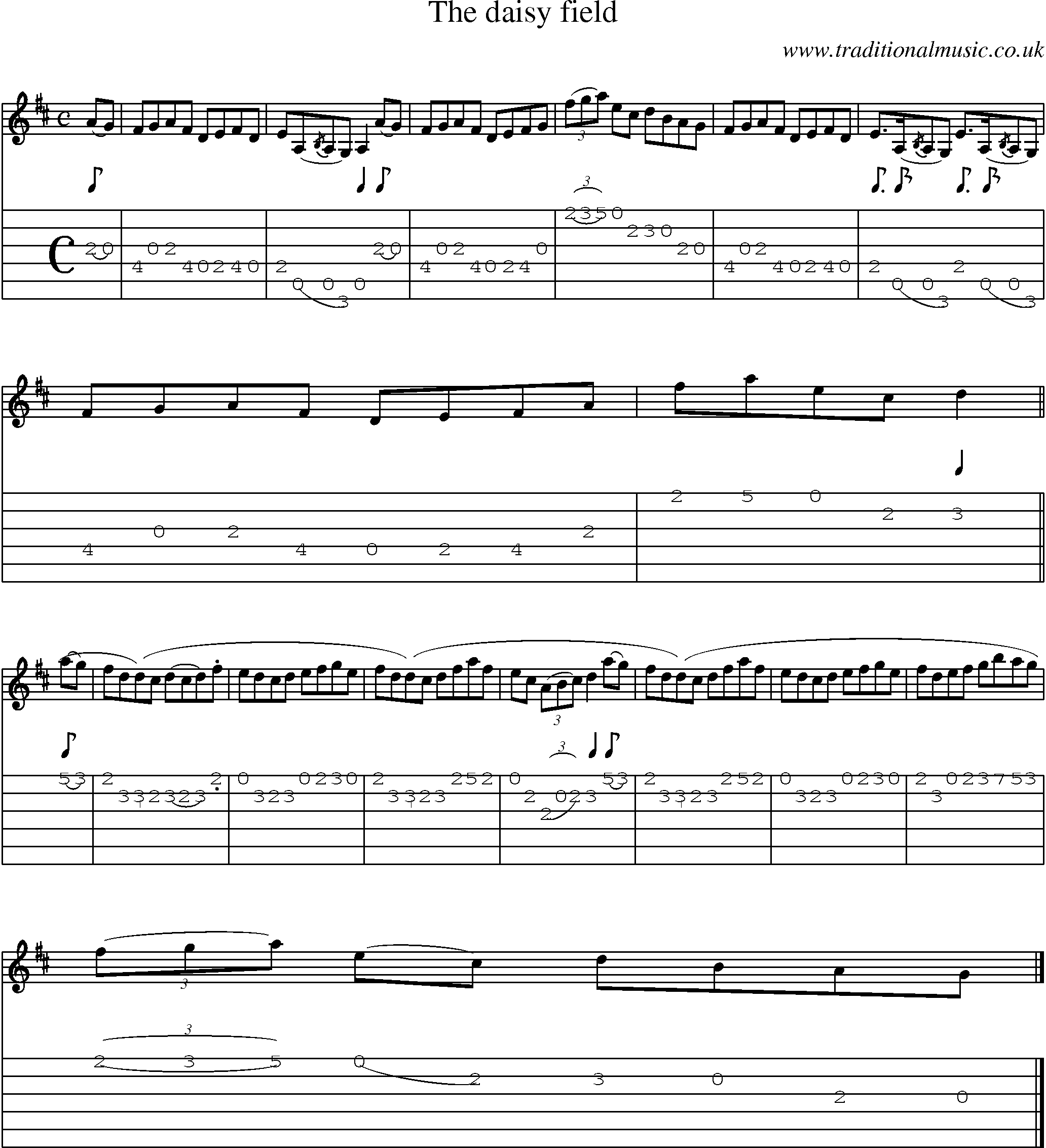 Music Score and Guitar Tabs for Daisy Field