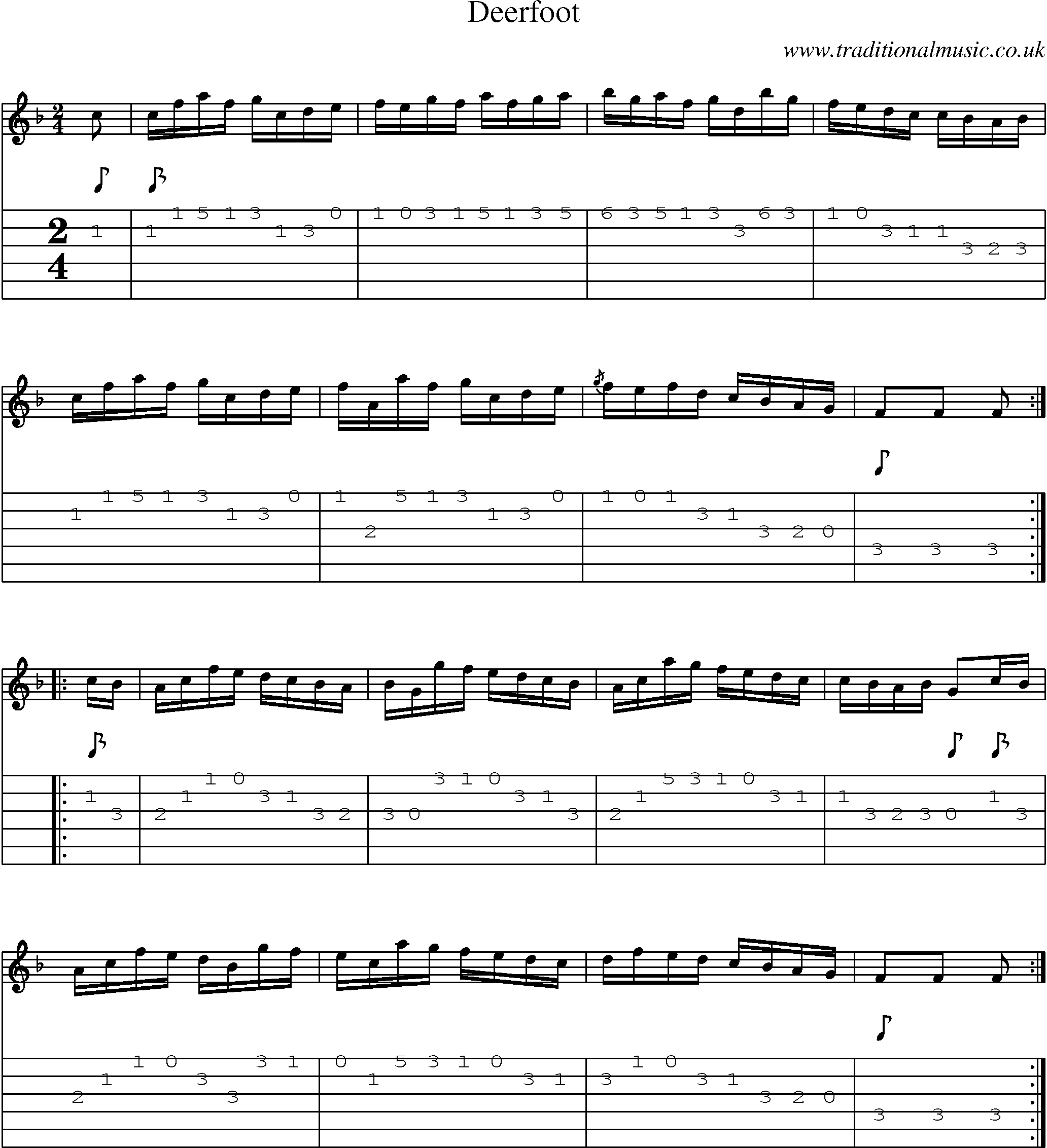 Music Score and Guitar Tabs for Deerfoot