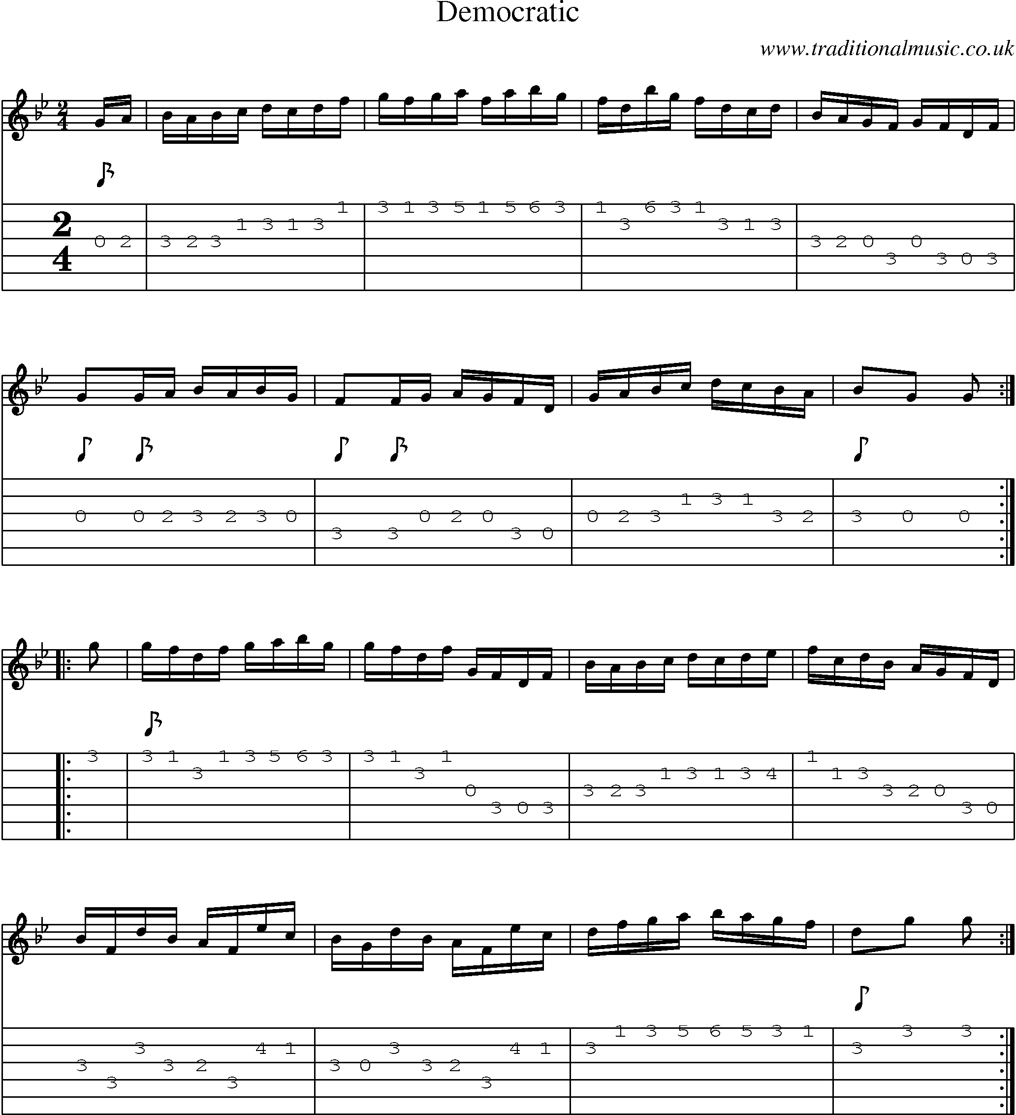 Music Score and Guitar Tabs for Democratic