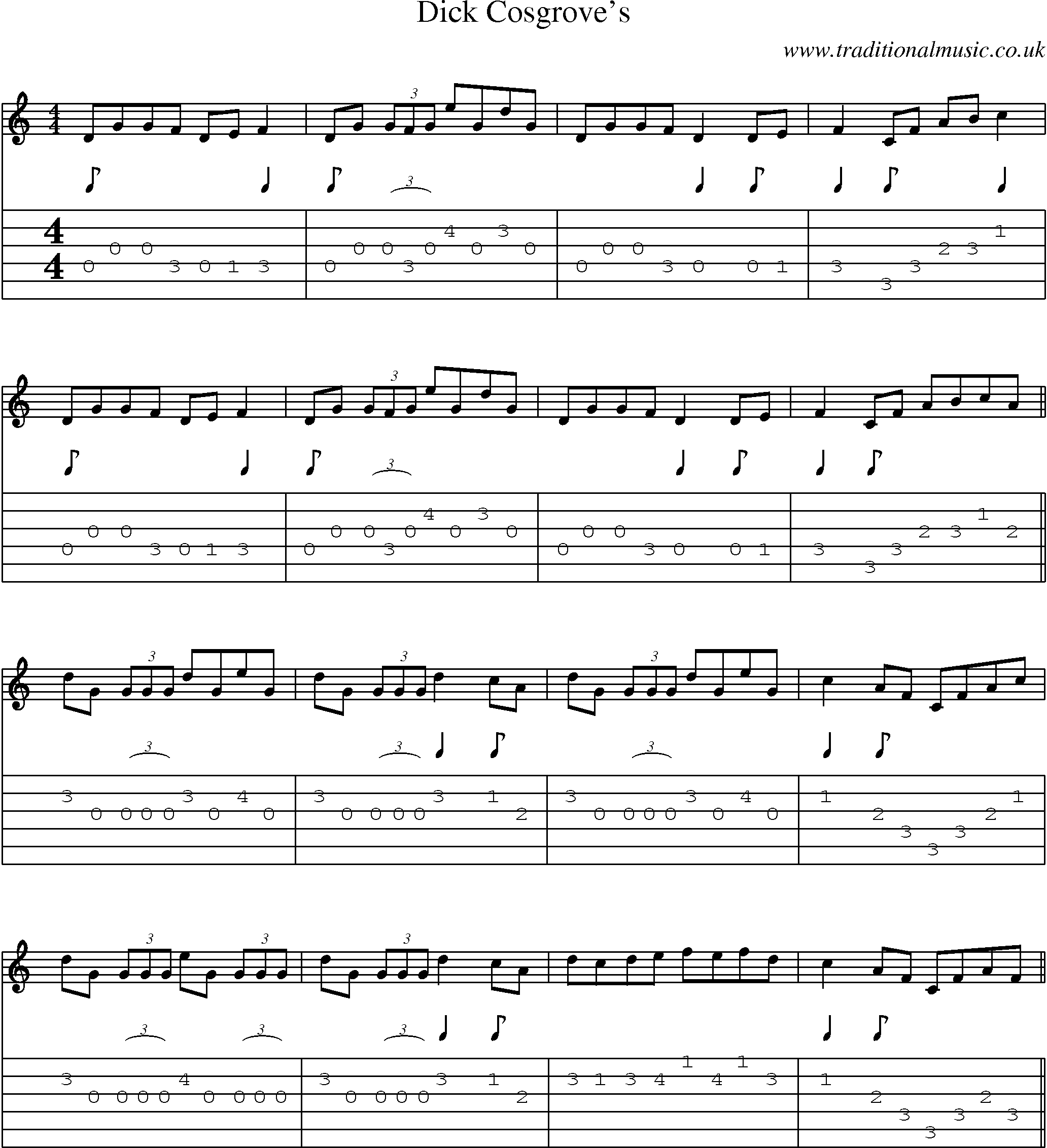 Music Score and Guitar Tabs for Dick Cosgroves