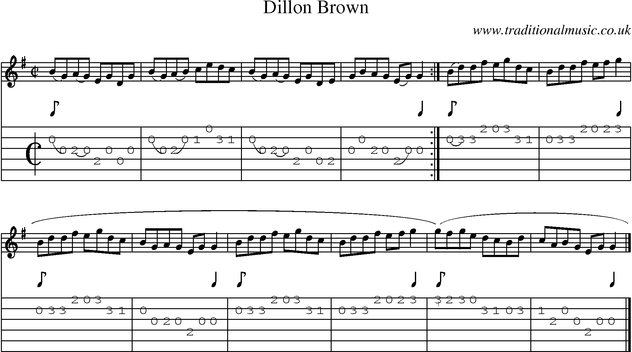 Music Score and Guitar Tabs for Dillon Brown