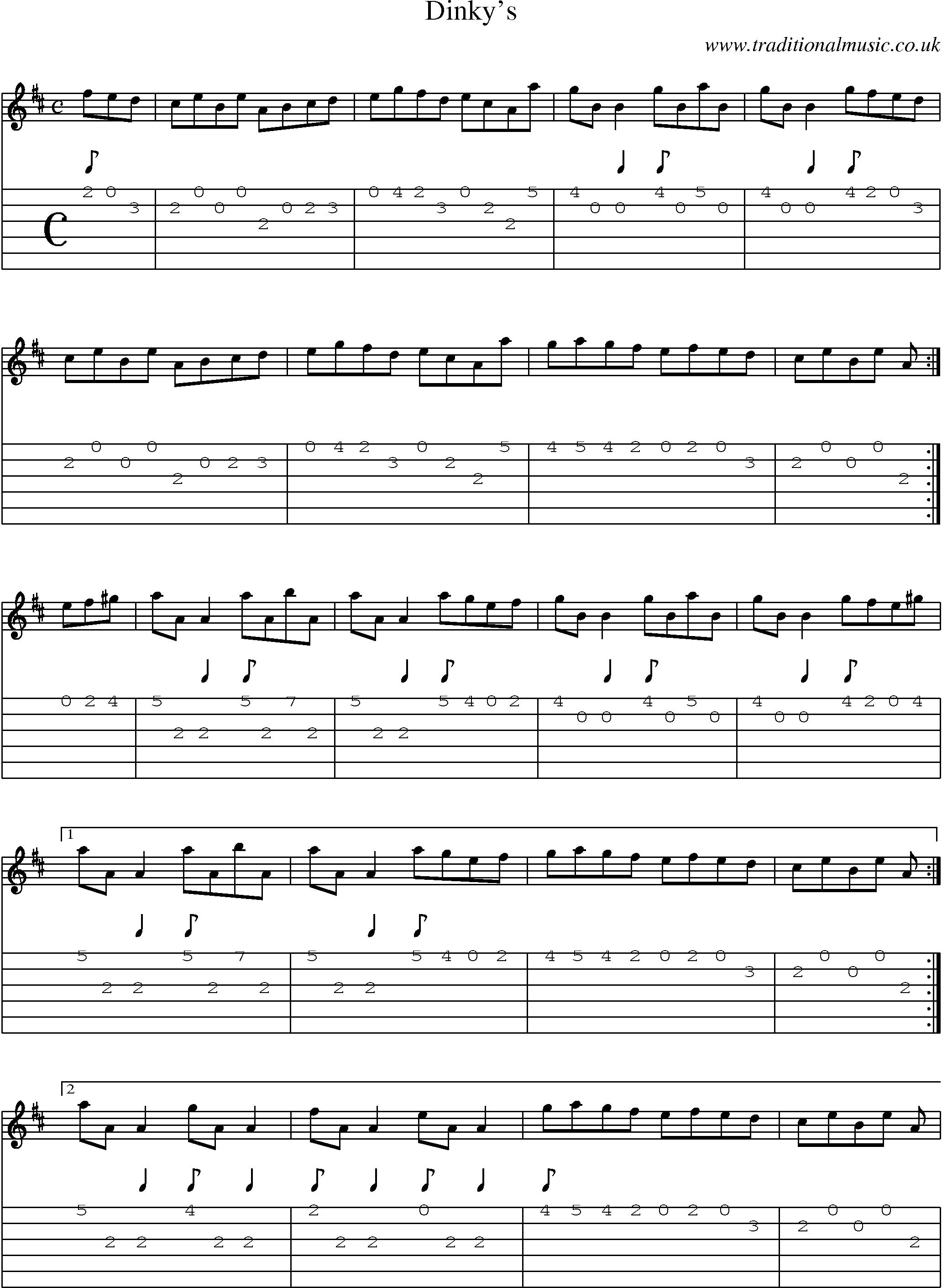 Music Score and Guitar Tabs for Dinkys
