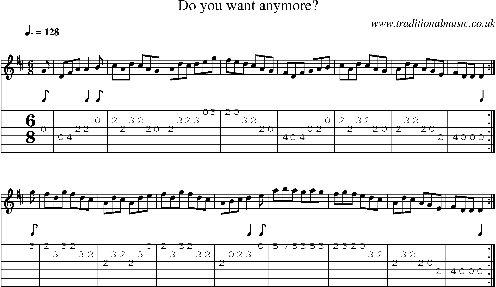 Music Score and Guitar Tabs for Do You Want Anymore